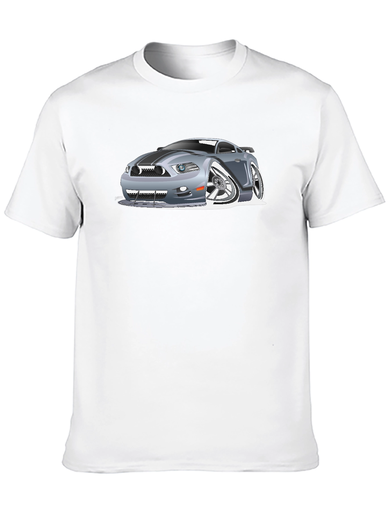 Caricature Car Graphic T-Shirt - Black