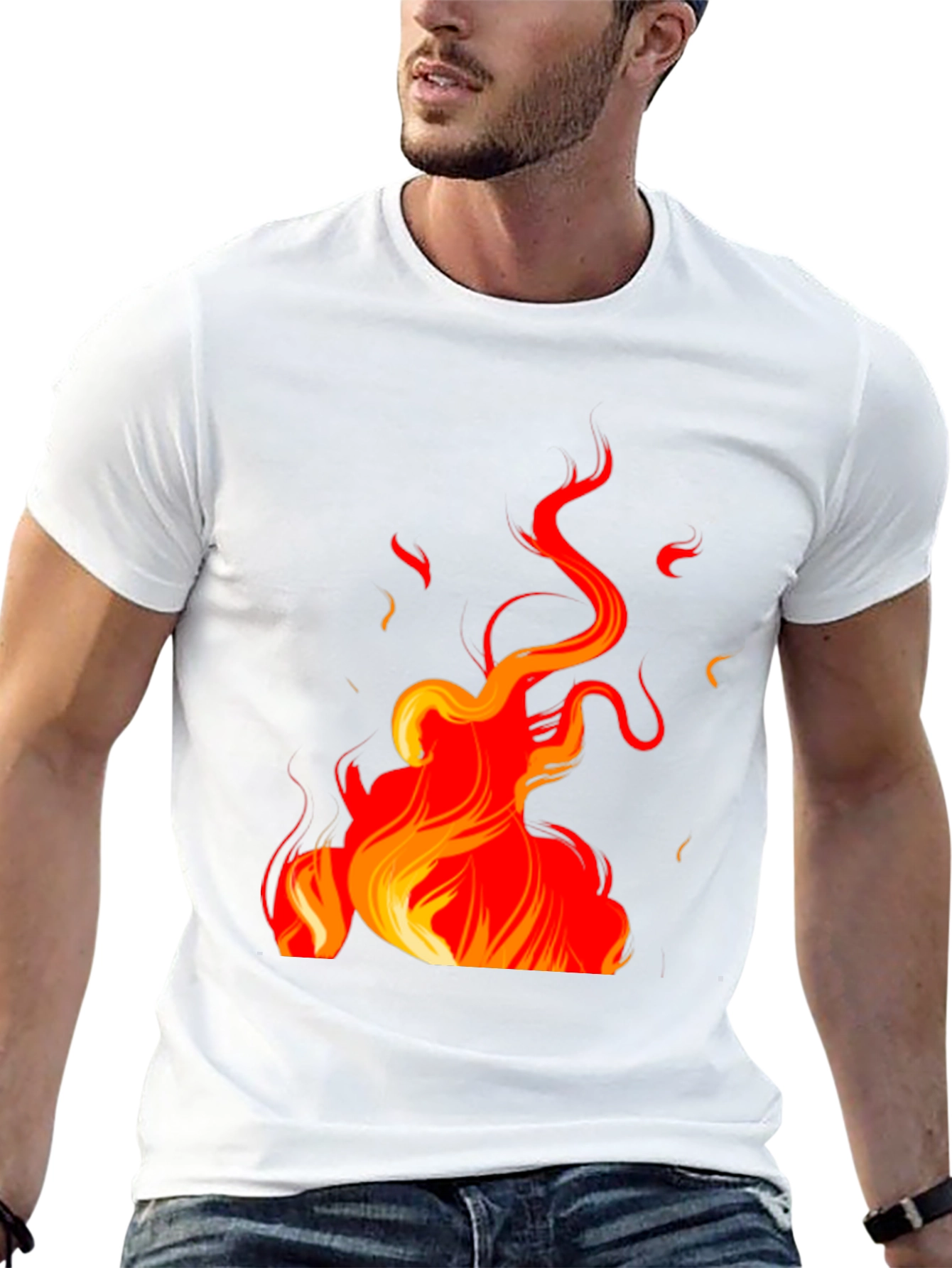 Fiery Flames Graphic Black T-Shirt