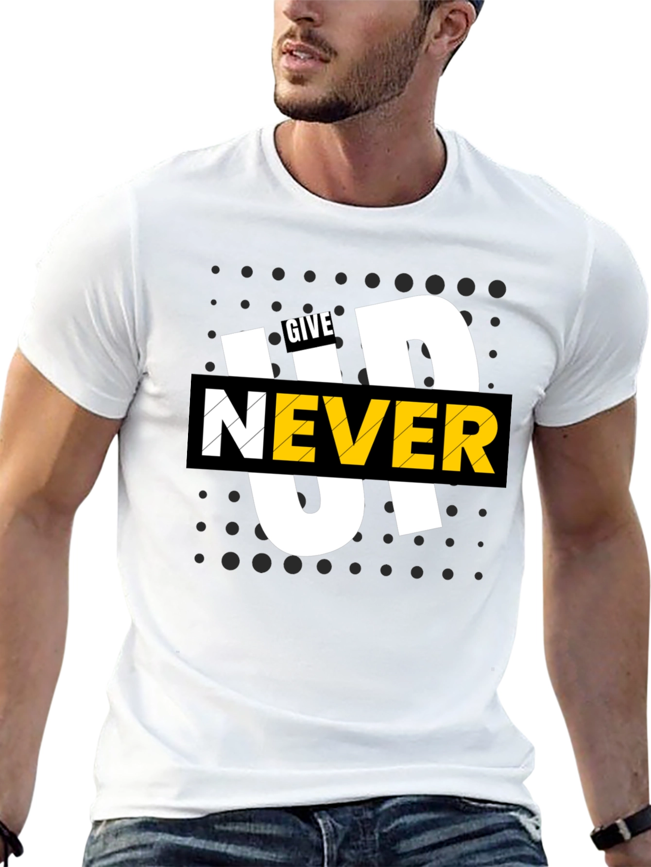 Give Up Never Black Graphic Tee