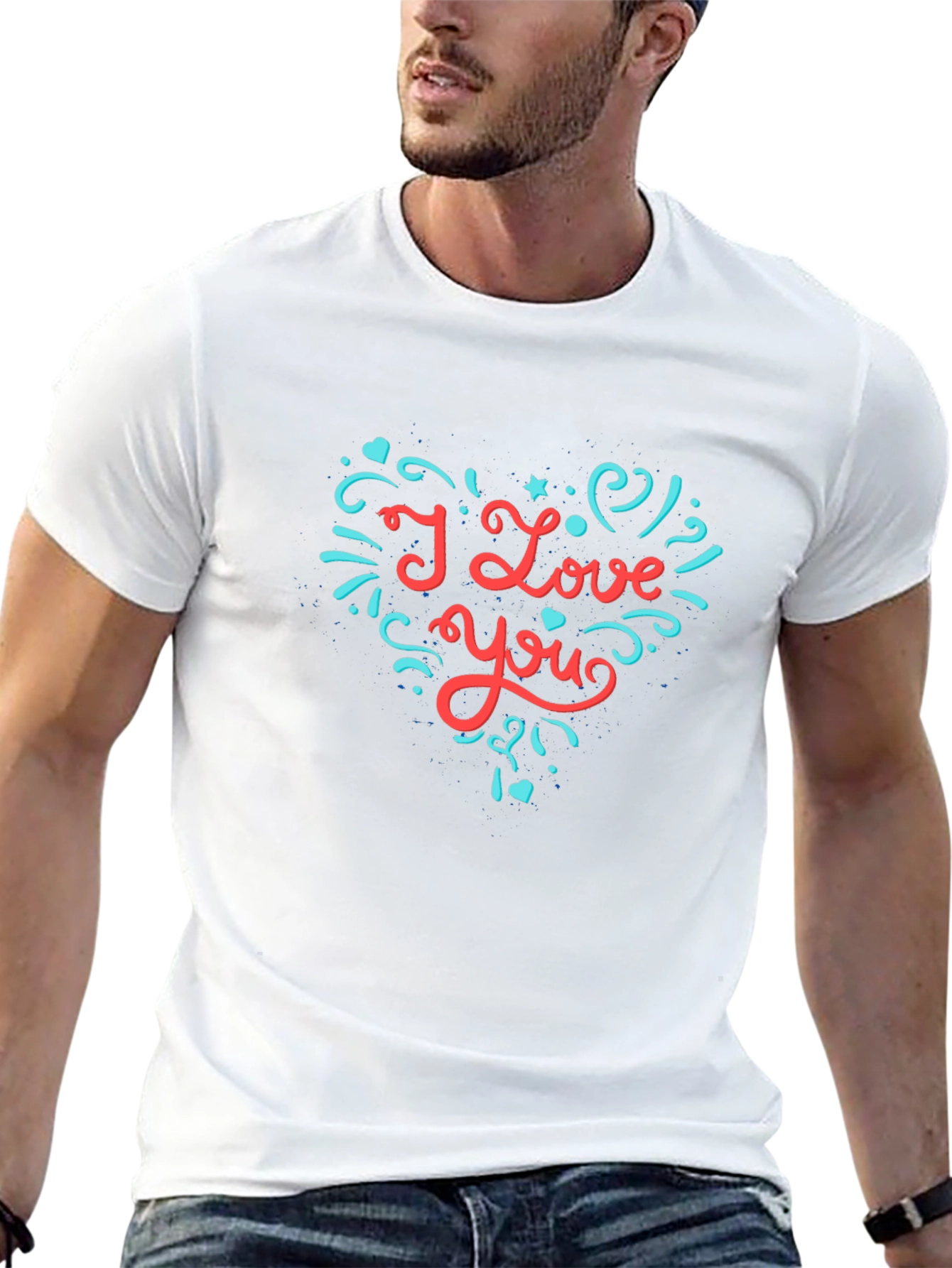 I Love You Heart Graphic Tee - Black