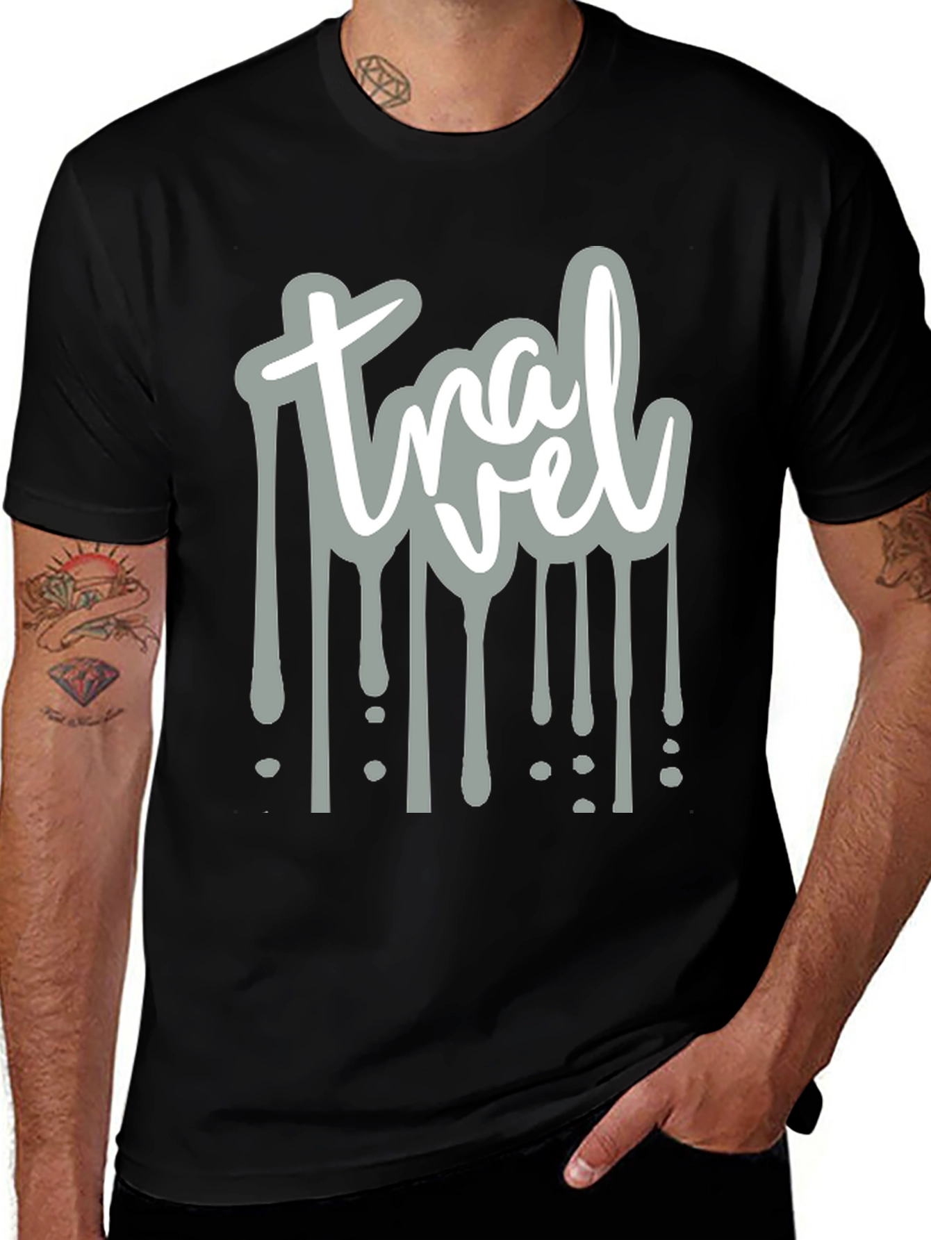 Travel Drip Graphic Tee - Mens Black T-Shirt