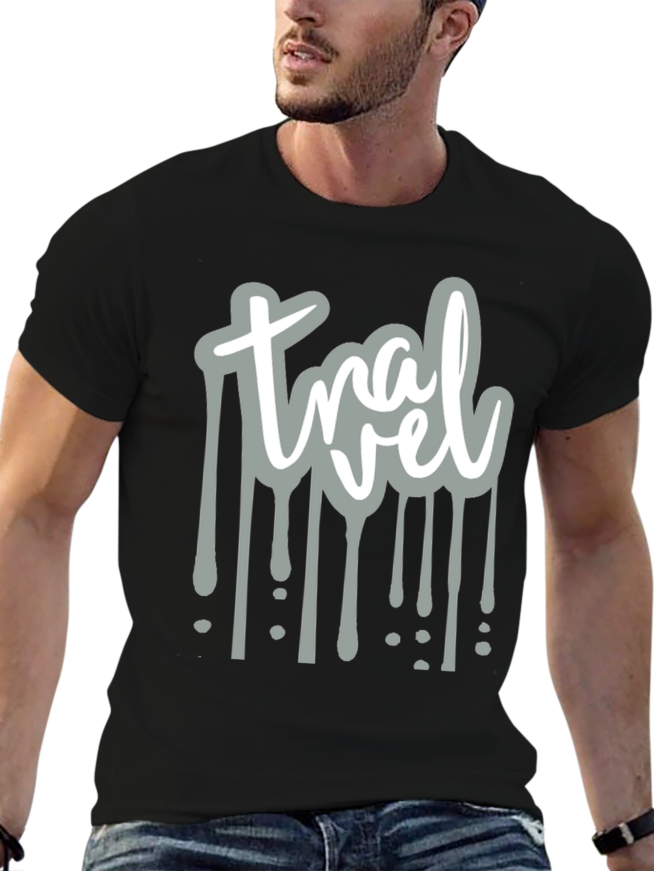 Travel Drip Graphic Tee - Mens Black T-Shirt
