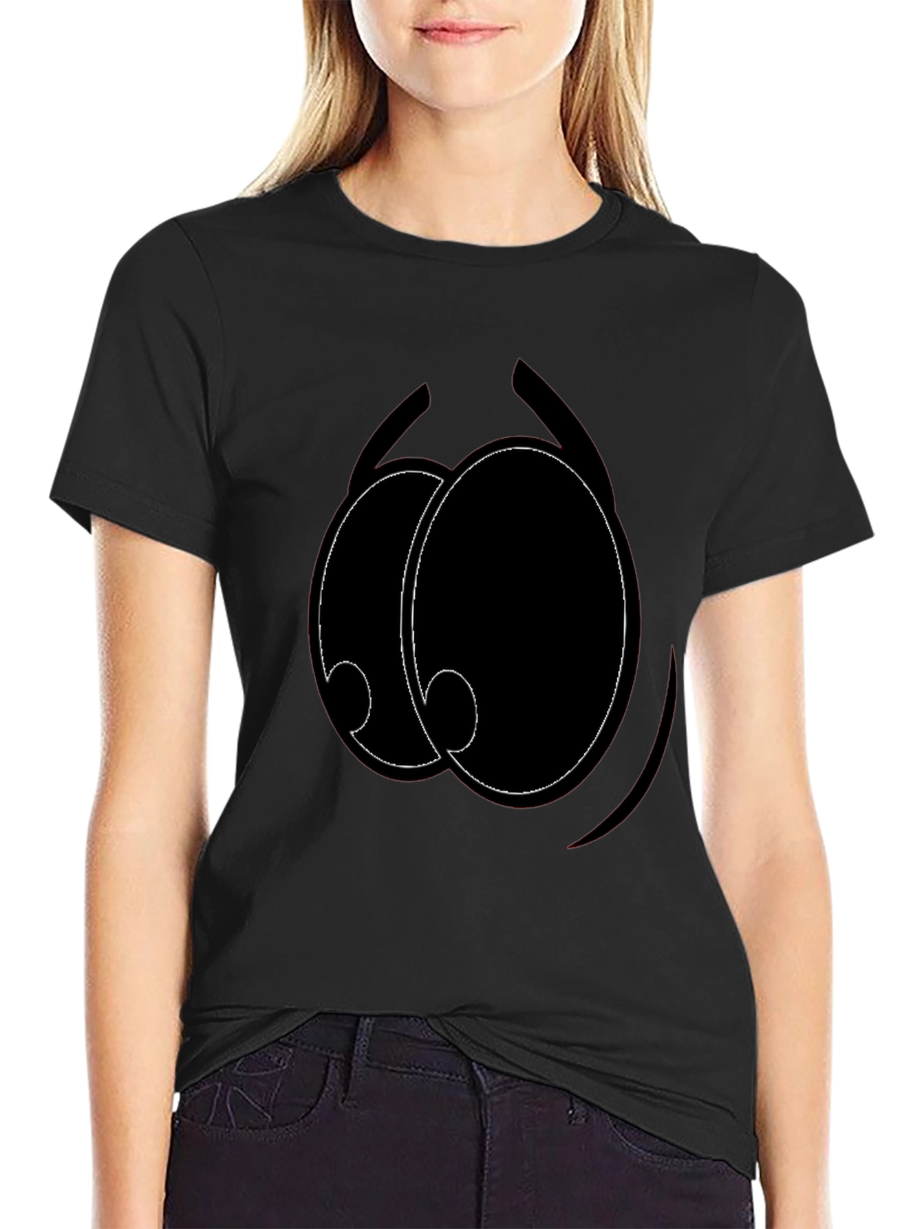 Cartoon Eyes Graphic Black T-Shirt