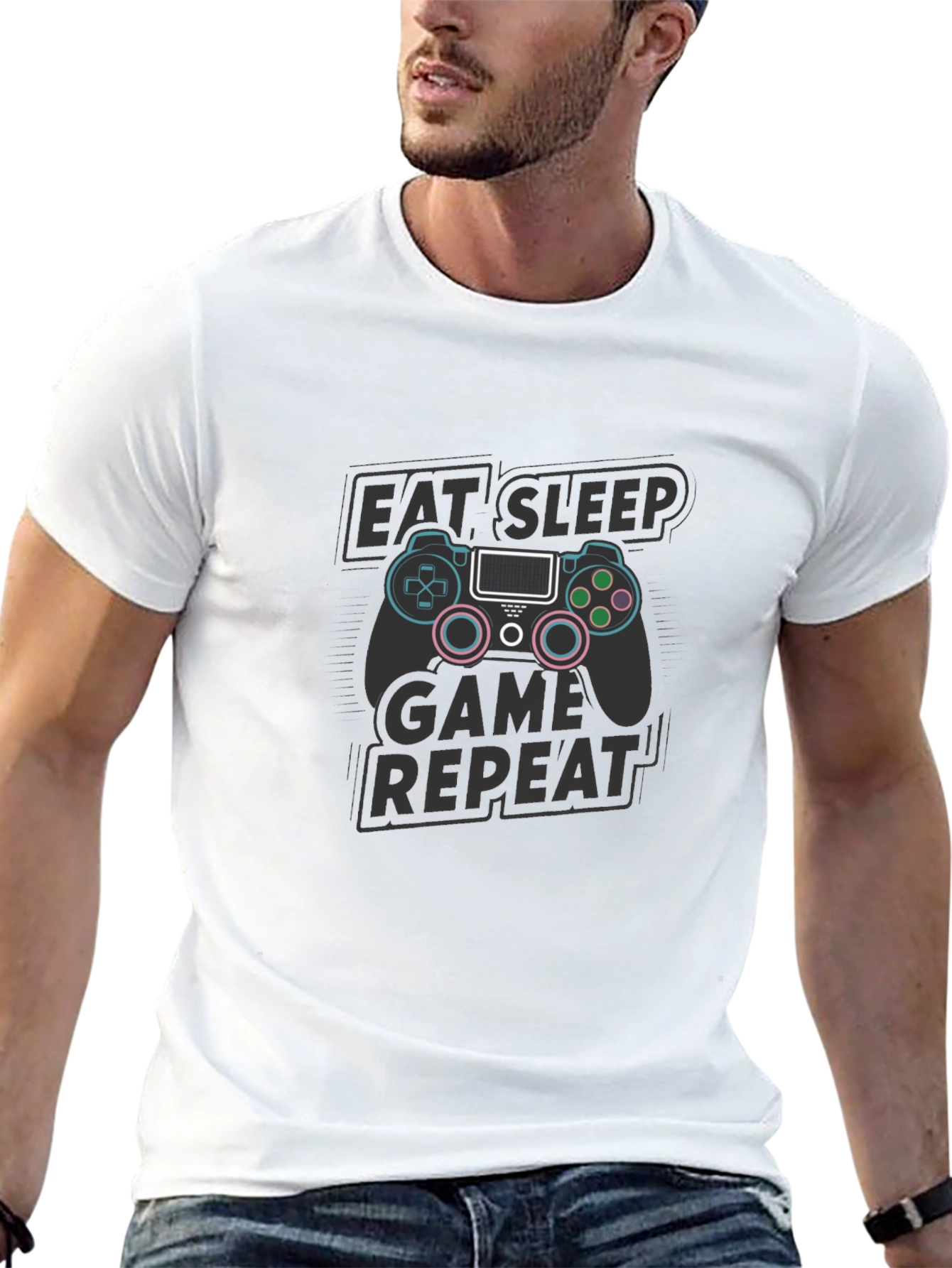 Eat Sleep Game Repeat T-Shirt - Gamer Style Tee