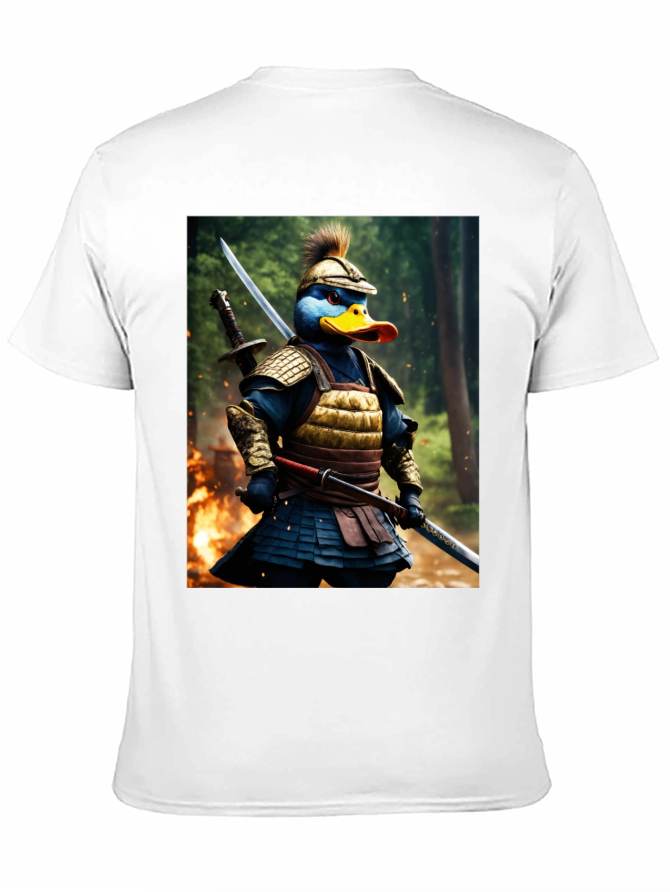 Samurai Duck Graphic Tee - Unique Cartoon Art