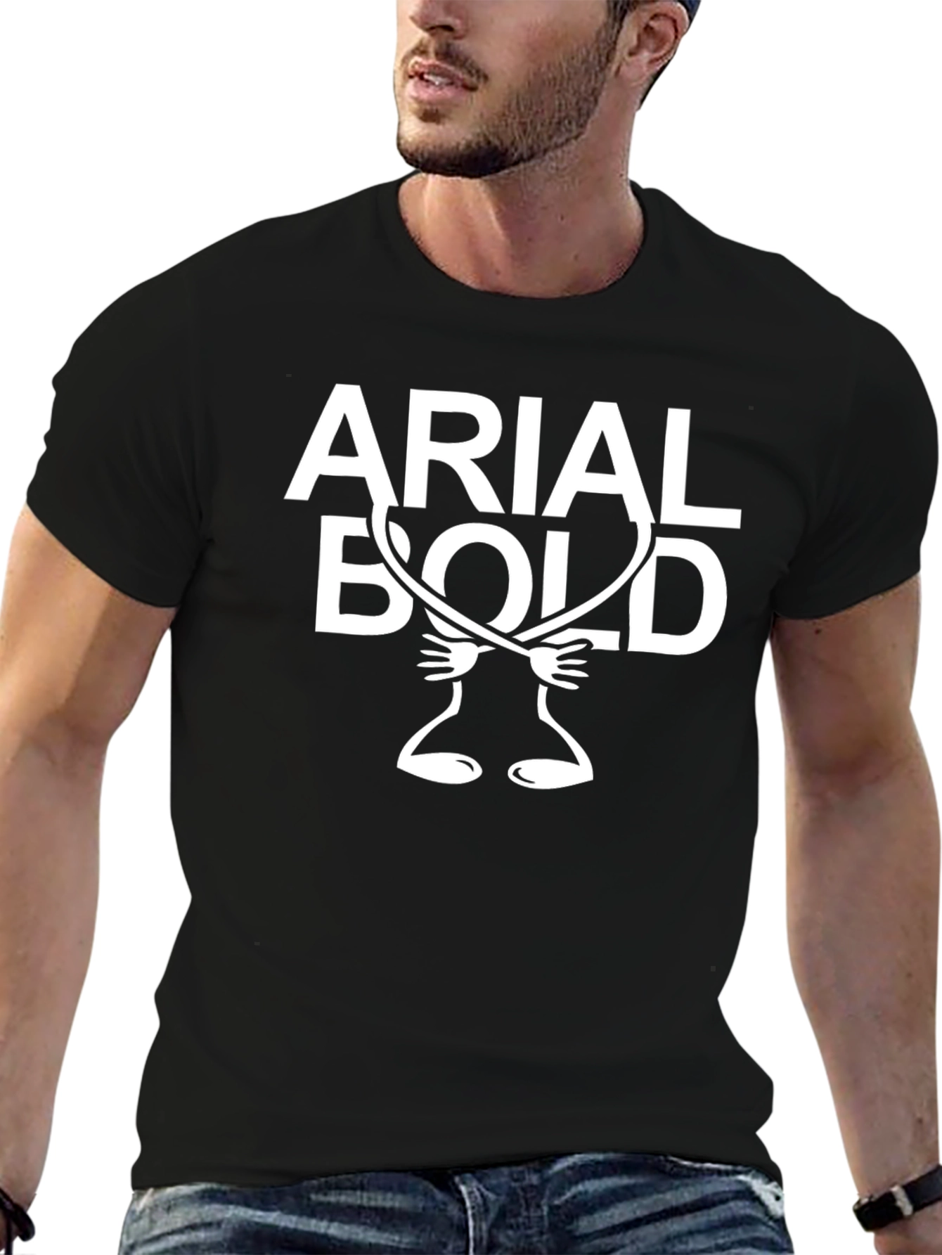 Arial Bold Graphic Print Black T-Shirt