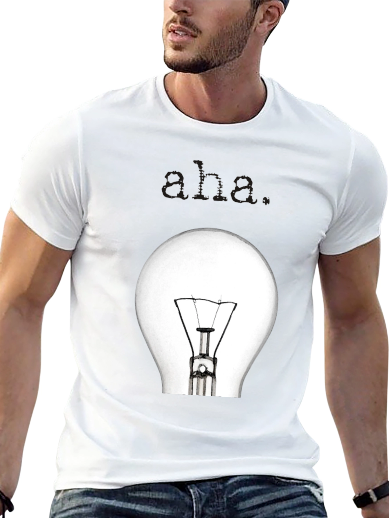 Aha. Lightbulb Graphic Tee - Mens Black T-Shirt