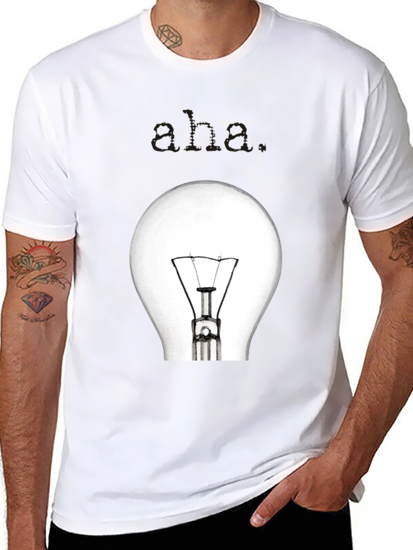Aha. Lightbulb Graphic Tee - Mens Black T-Shirt