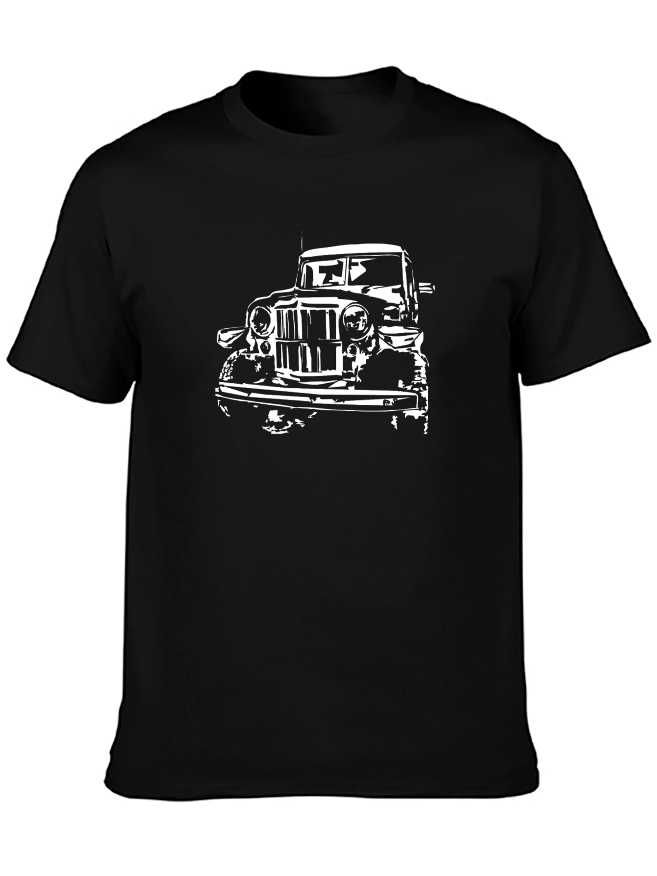Classic Car Graphic Tee - Black Cotton T-Shirt