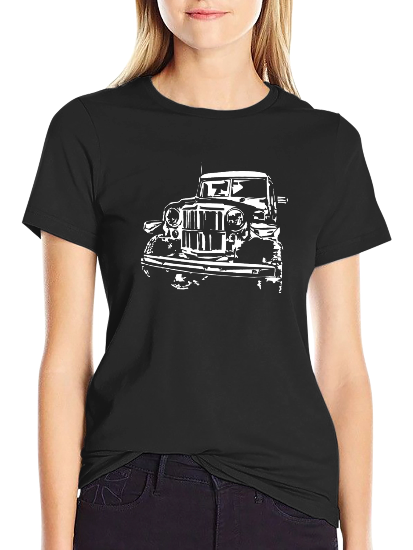 Classic Car Graphic Tee - Black Cotton T-Shirt