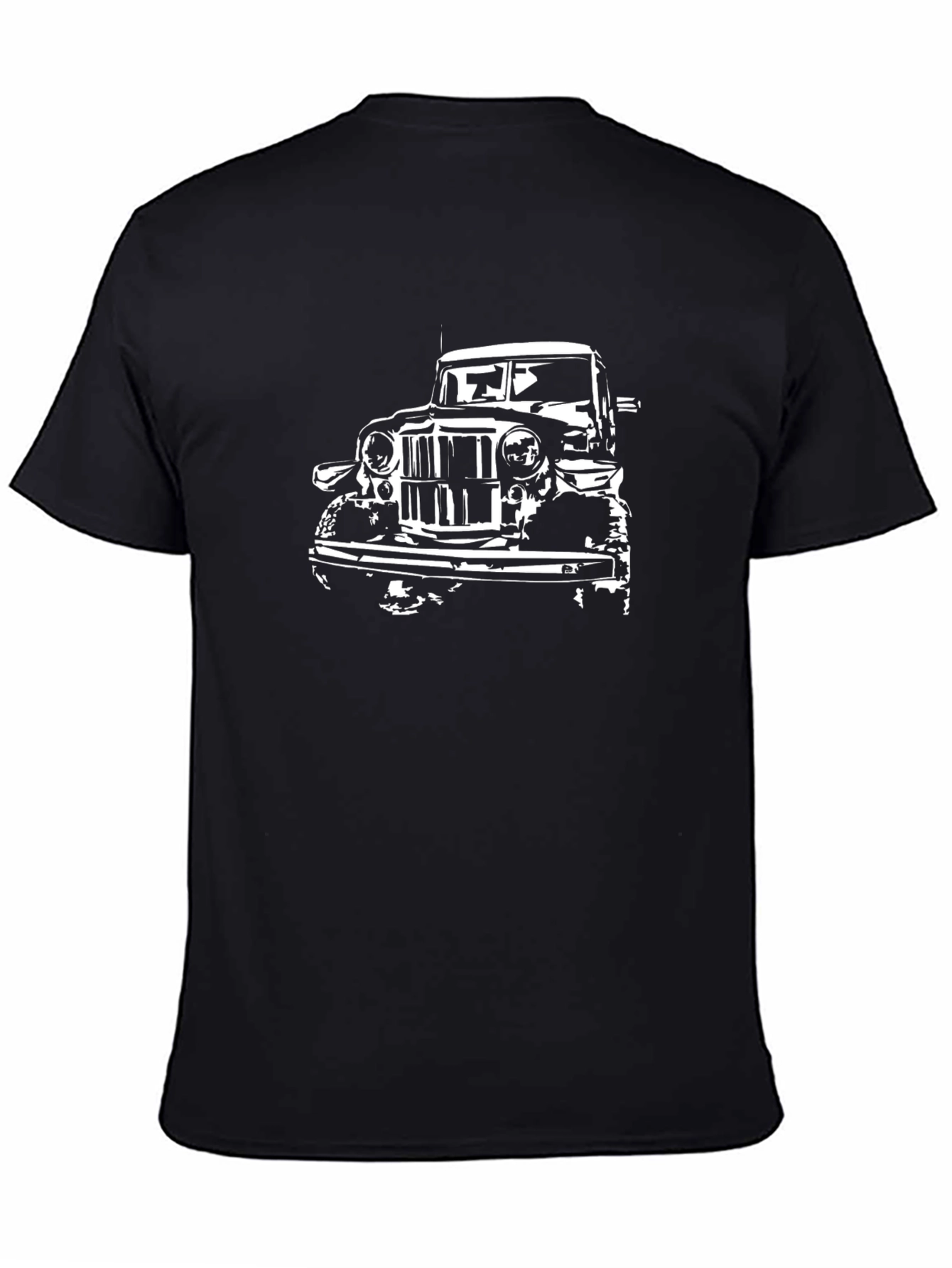 Classic Car Graphic Tee - Black Cotton T-Shirt