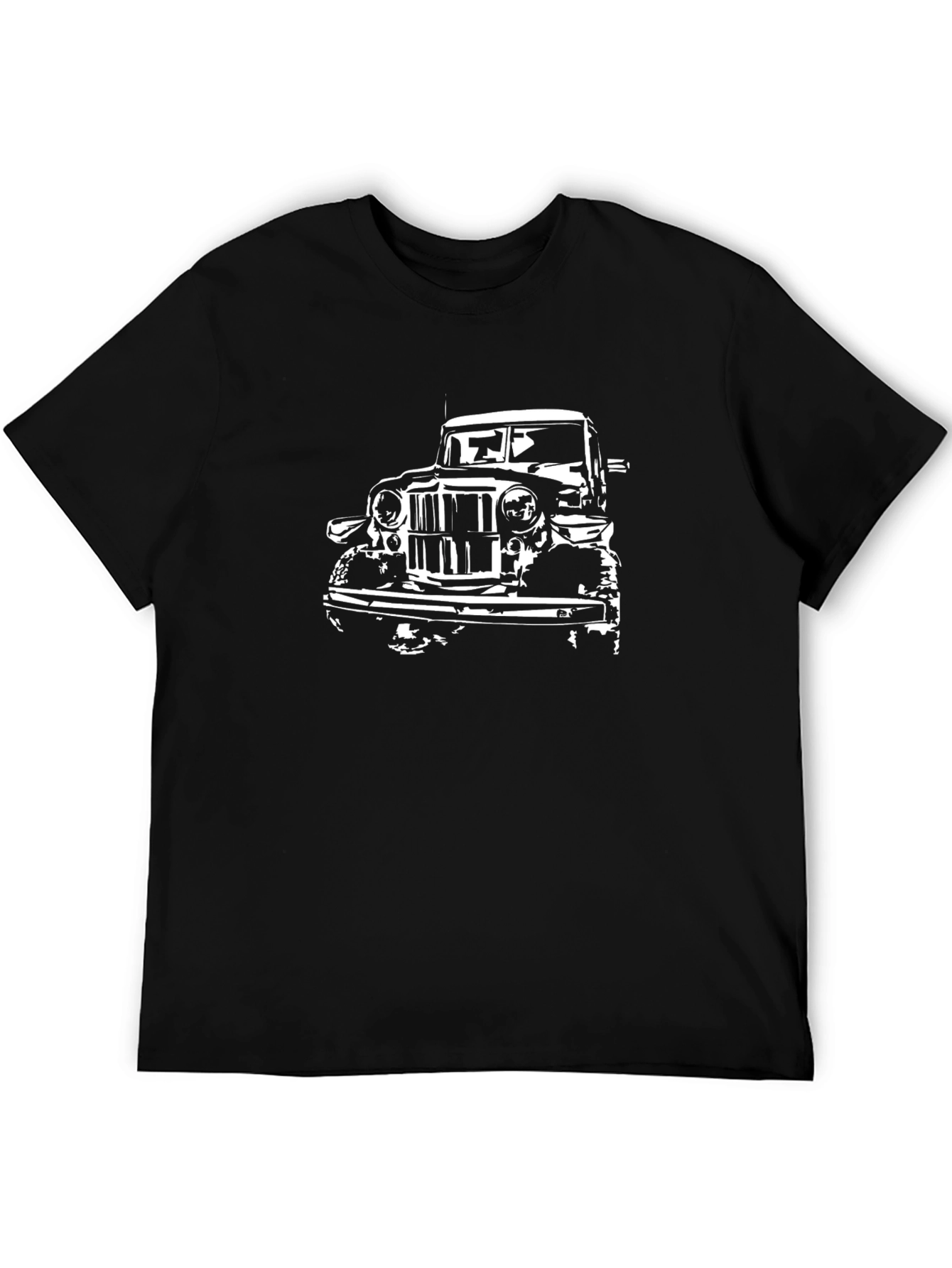 Classic Car Graphic Tee - Black Cotton T-Shirt