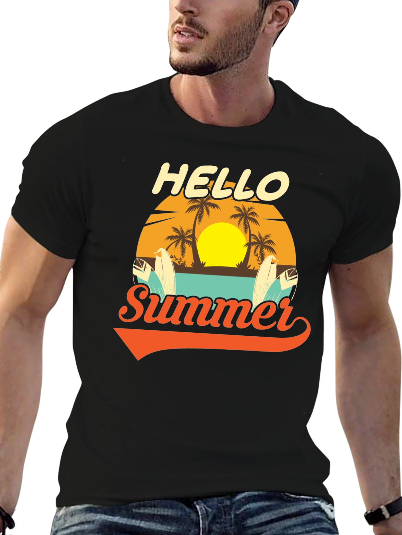 Hello Summer Graphic Tee - Beach Vacation Ready!