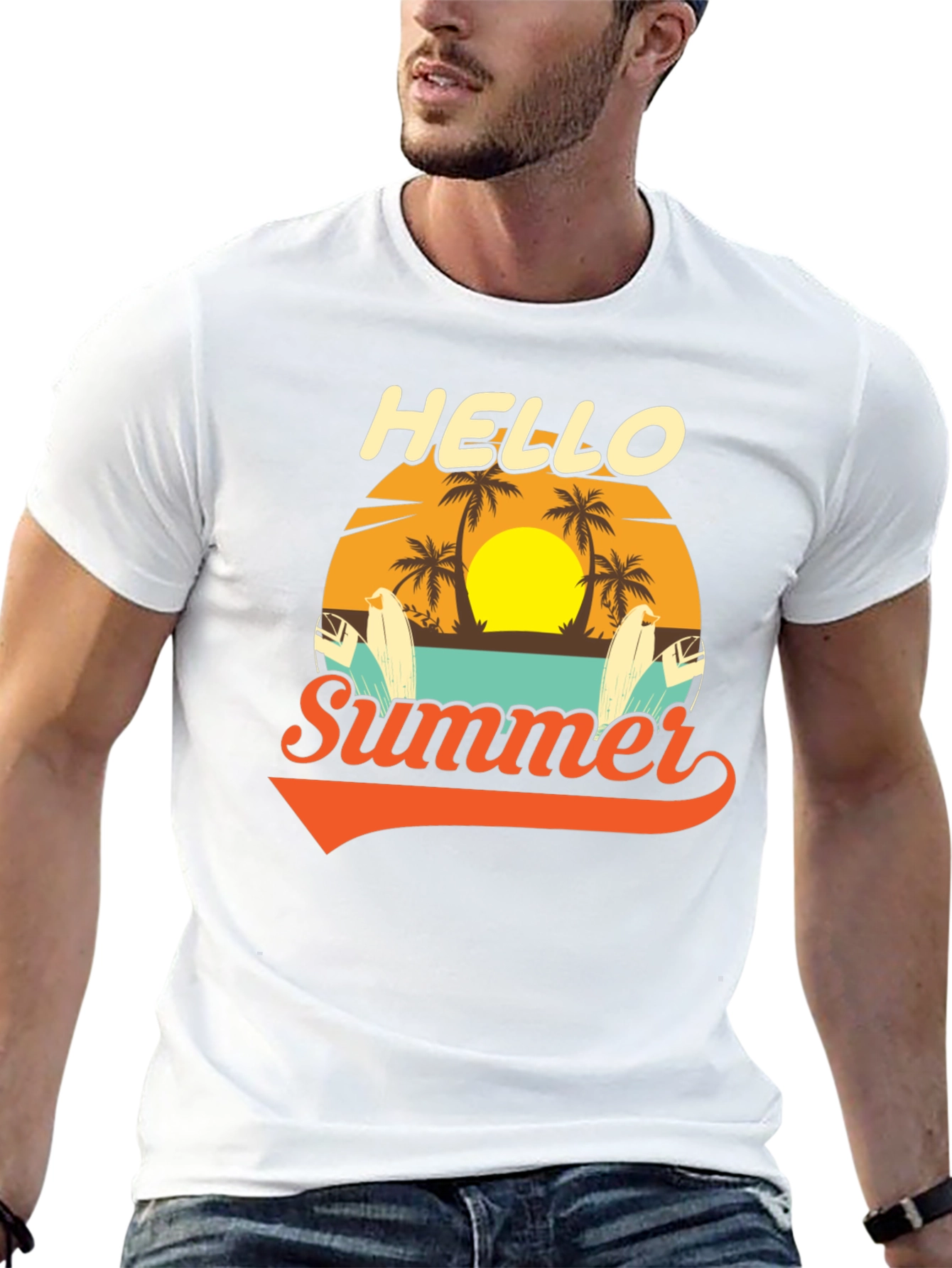Hello Summer Graphic Tee - Beach Vacation Ready!