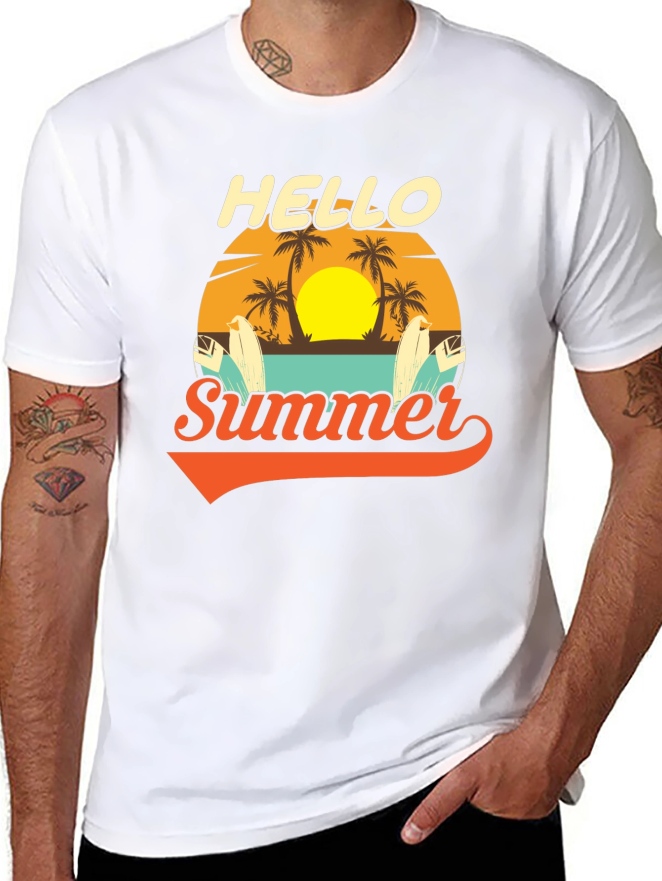 Hello Summer Graphic Tee - Beach Vacation Ready!