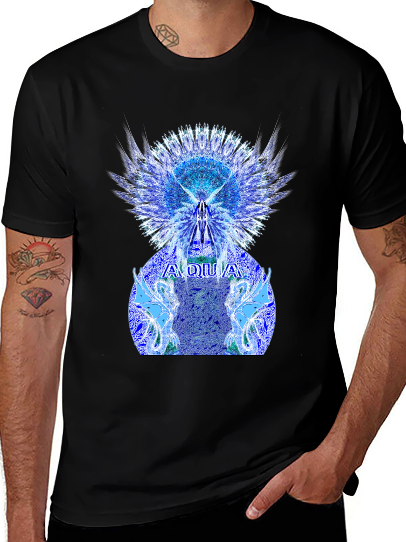 Aqua Graphic Print Mens T-Shirt