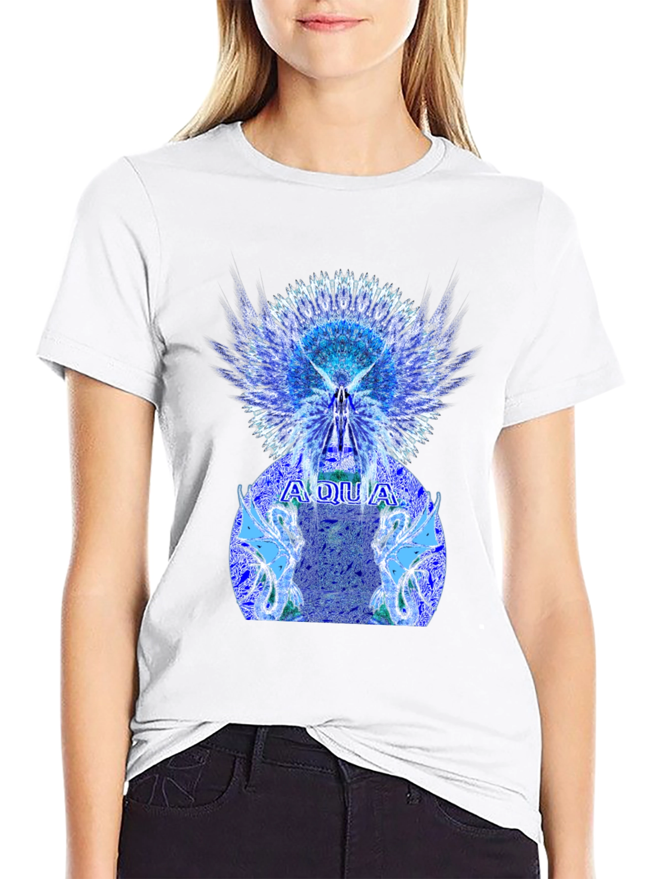 Aqua Graphic Print Mens T-Shirt