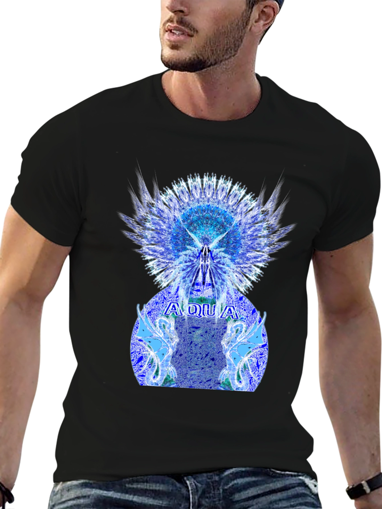 Aqua Graphic Print Mens T-Shirt
