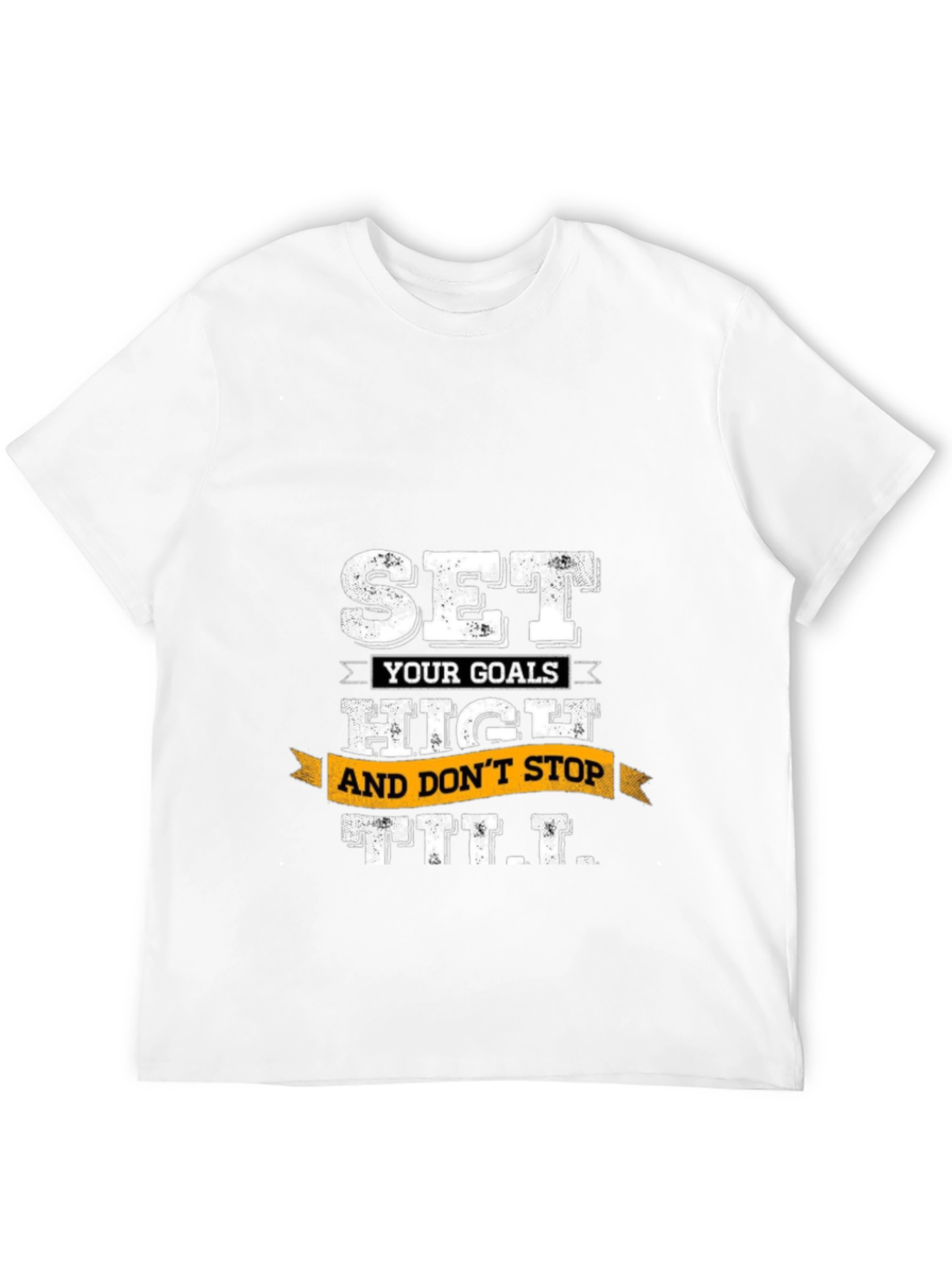 Motivational Black T-Shirt: Set Goals High