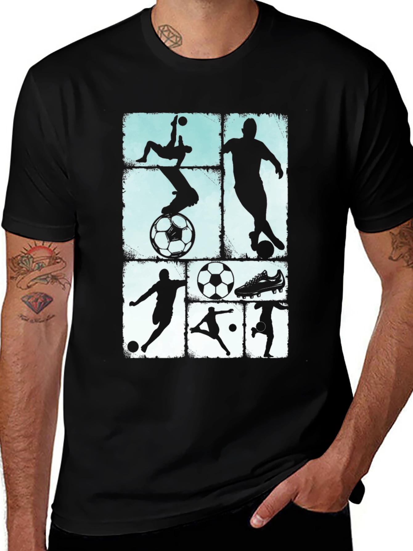 Soccer Silhouettes Black Graphic Tee