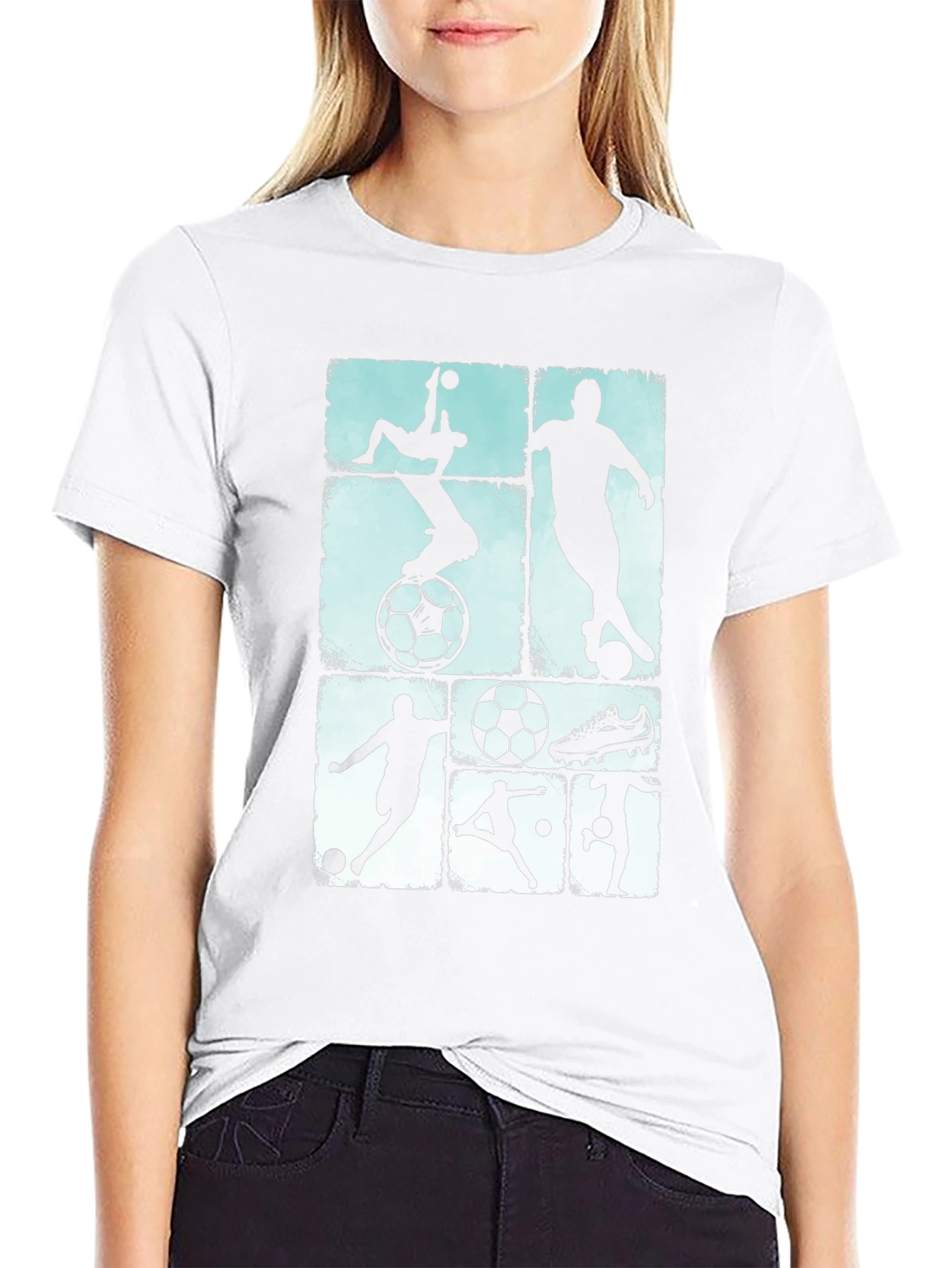 Soccer Silhouettes Black Graphic Tee