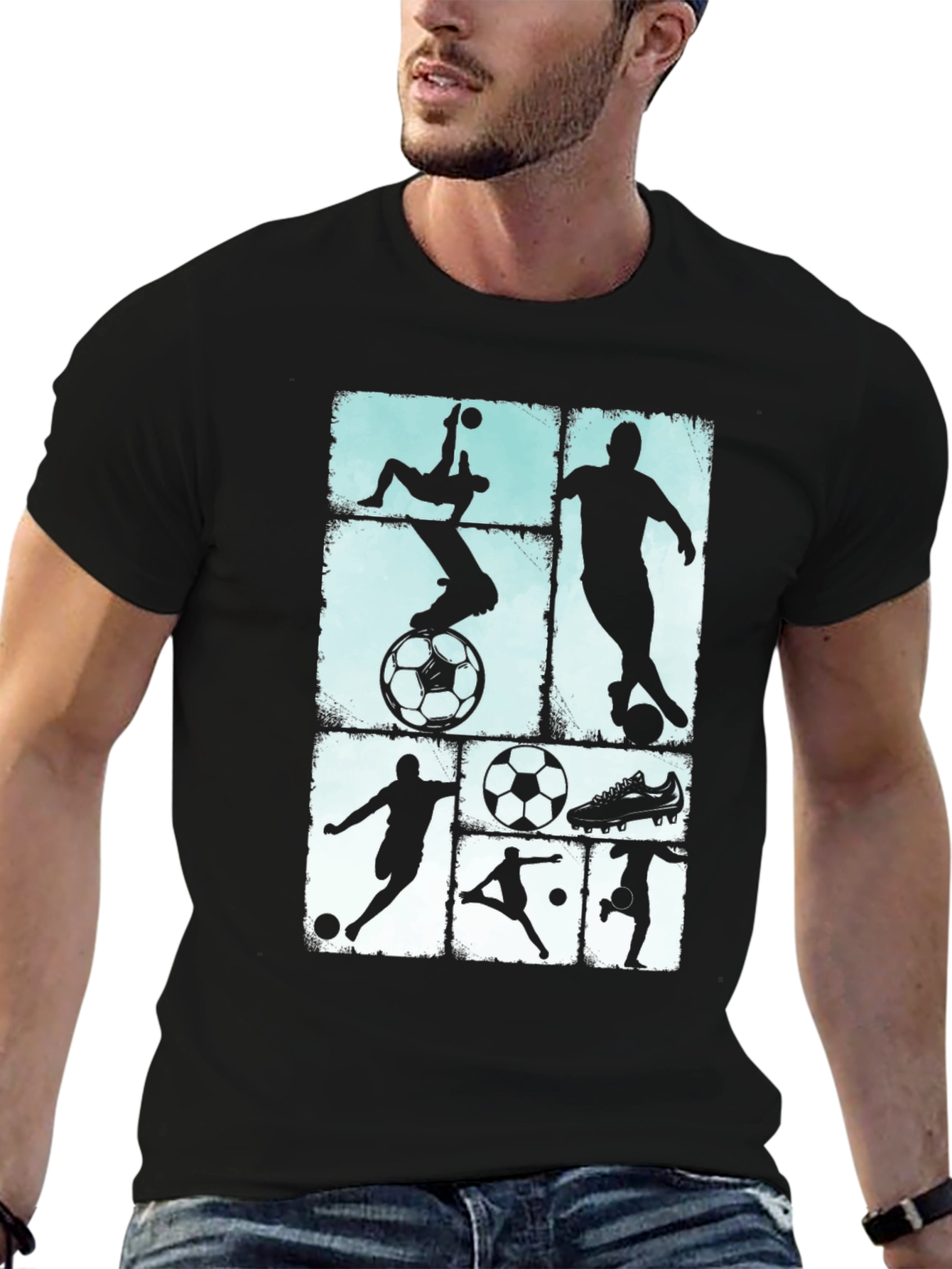 Soccer Silhouettes Black Graphic Tee