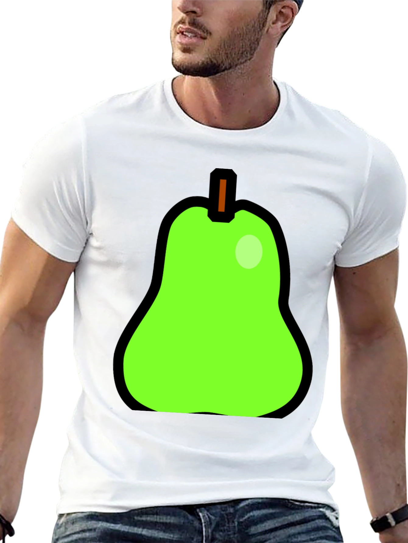 Fun Pear Graphic Print Black T-Shirt