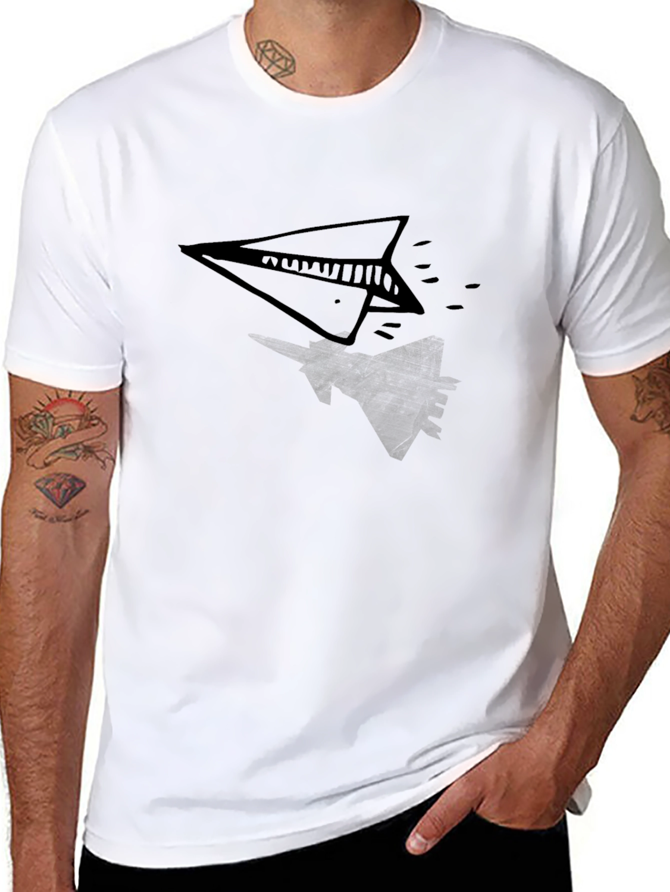 Paper Plane & Fighter Jet Graphic Tee