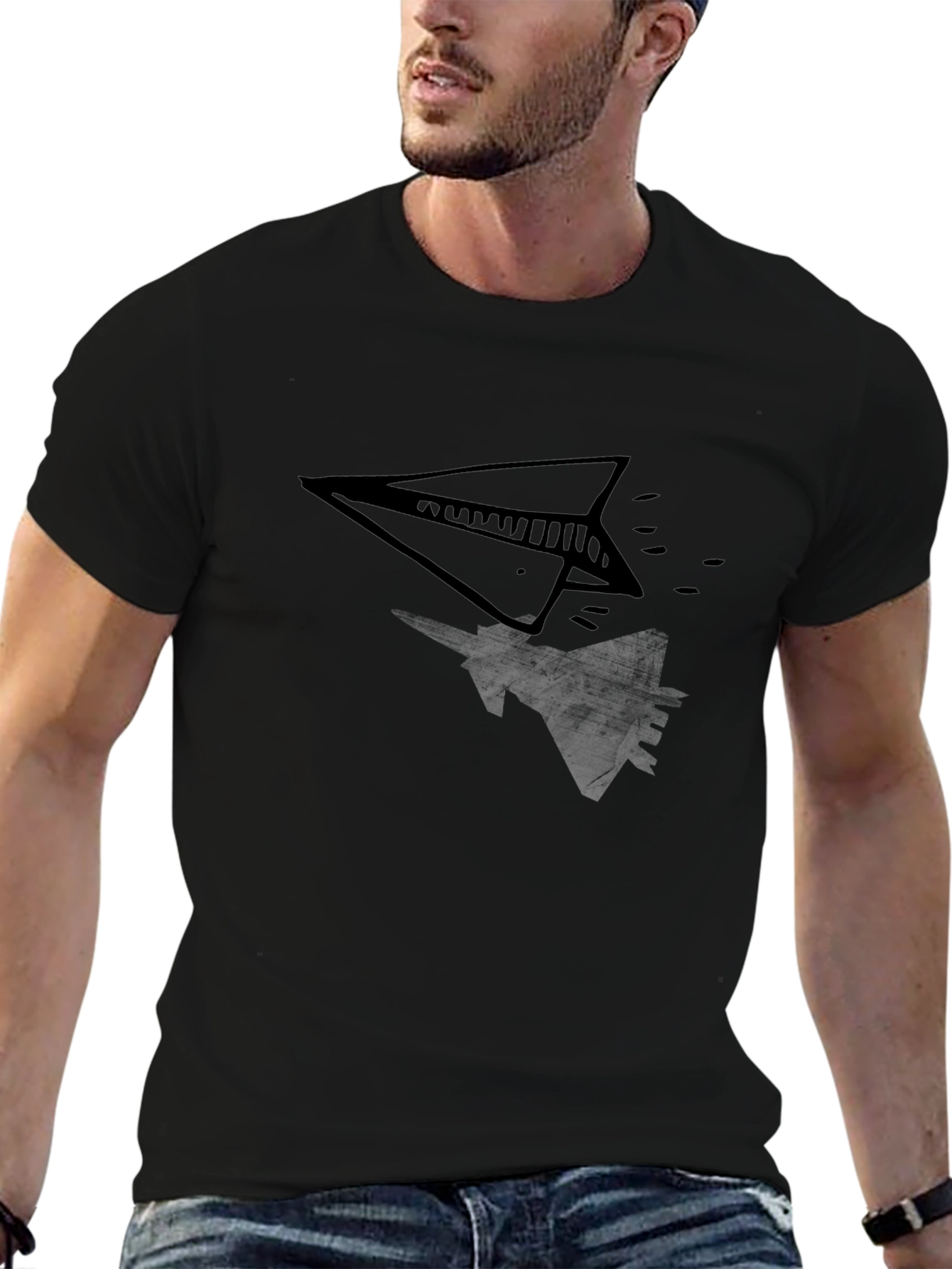 Paper Plane & Fighter Jet Graphic Tee