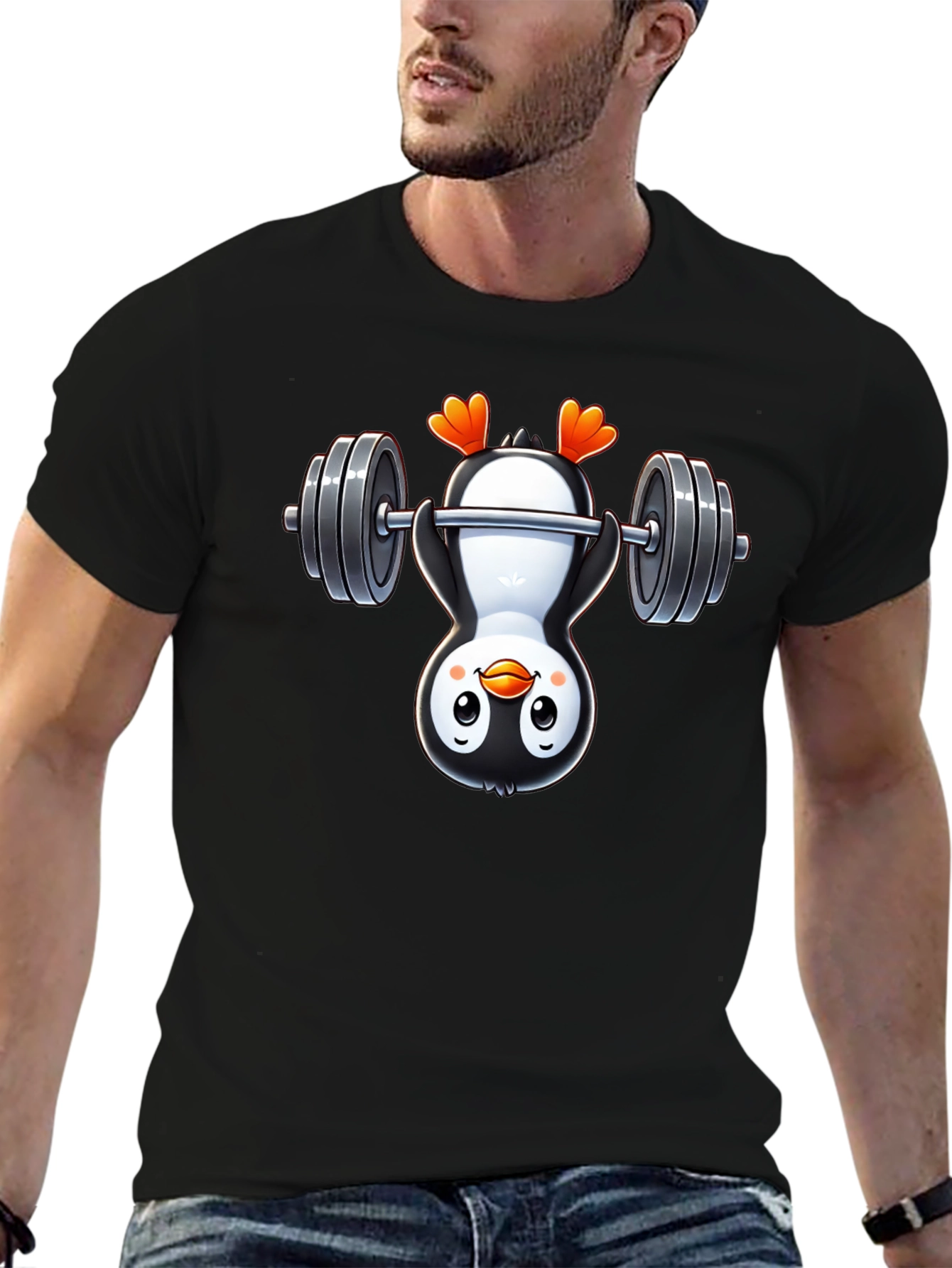 Penguin Gymnast T-Shirt - Black Cotton Tee