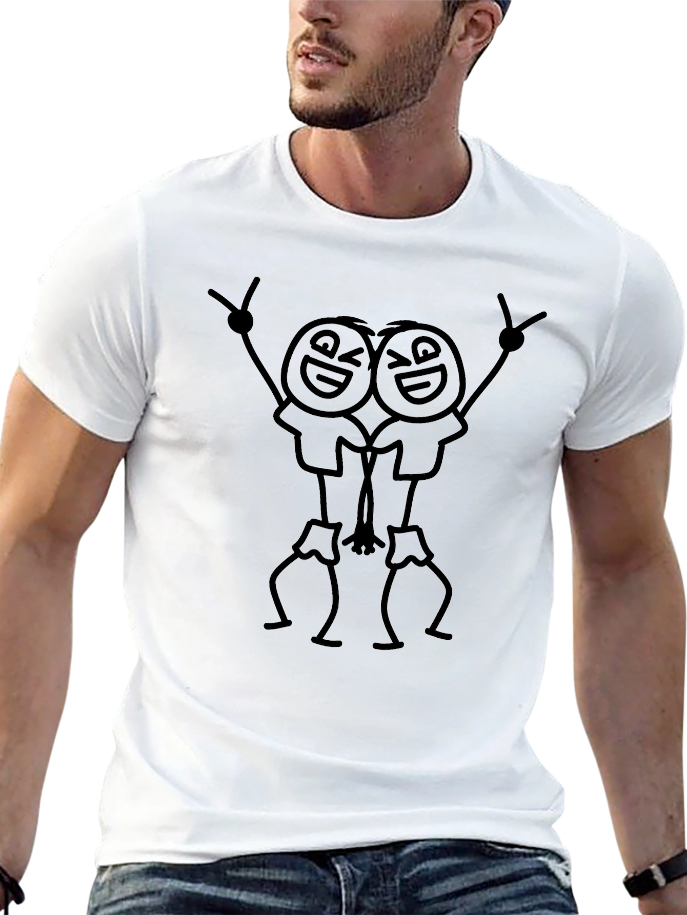 Stick Figure Twin Black Graphic Tee