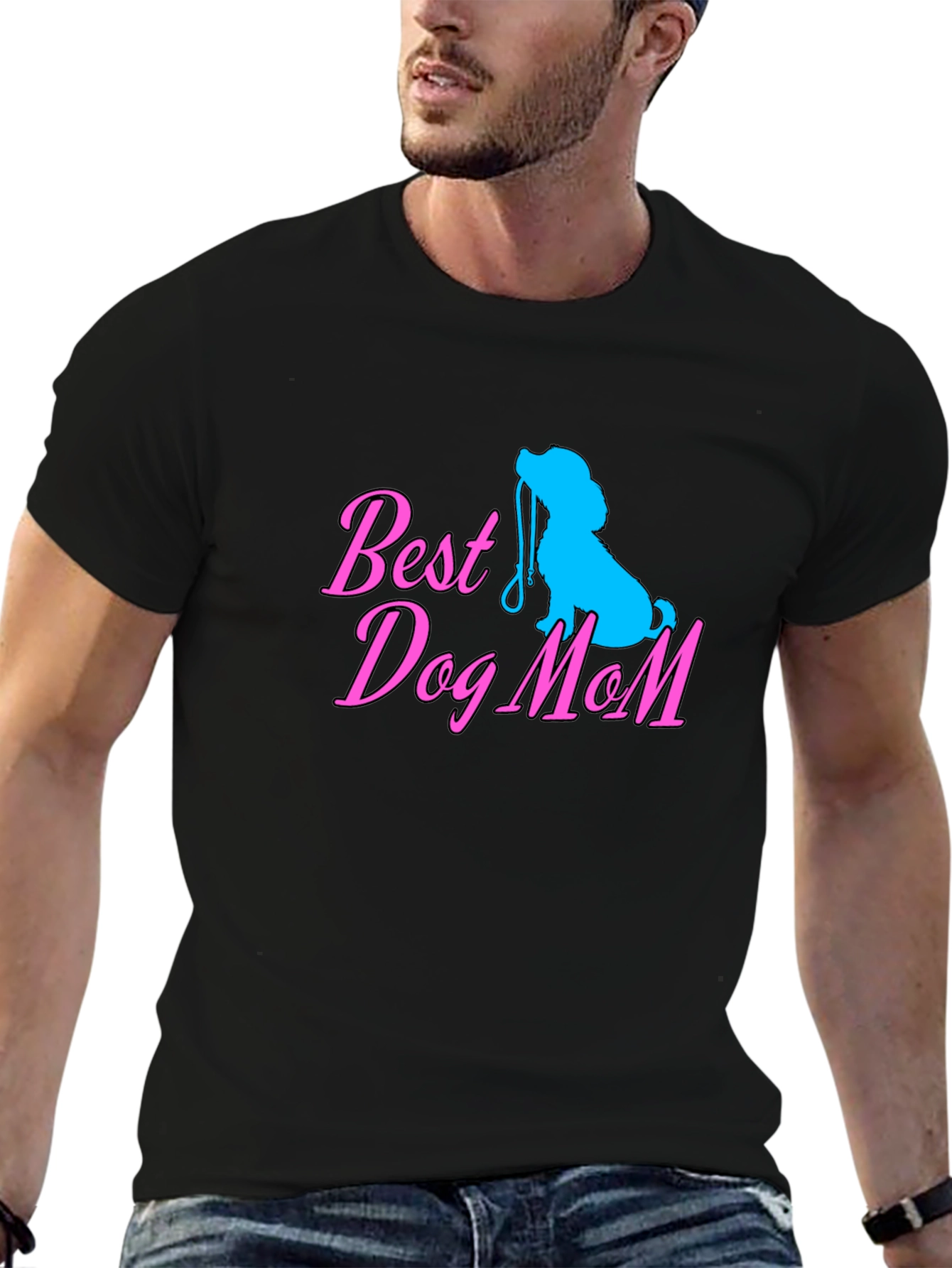 Best Dog Mom Black T-Shirt Cute Dog Lover Tee