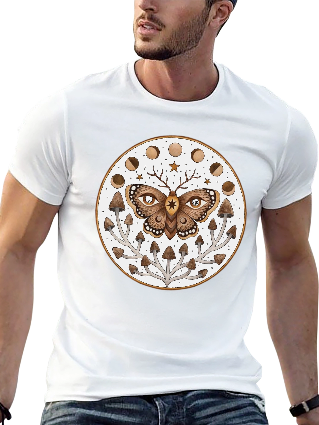 Moth Moon Phase Mushroom T-Shirt