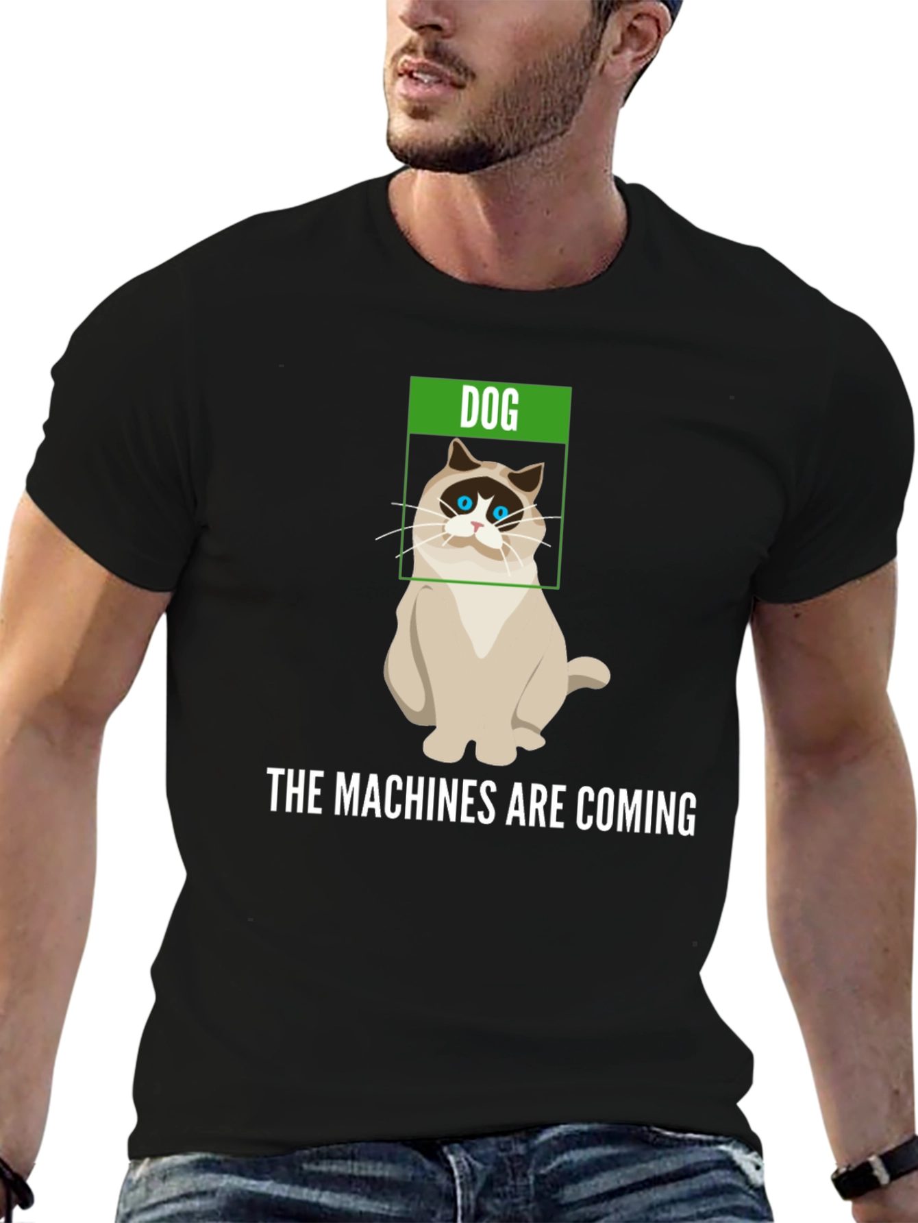 Humorous The Machines are Coming Cat T-Shirt