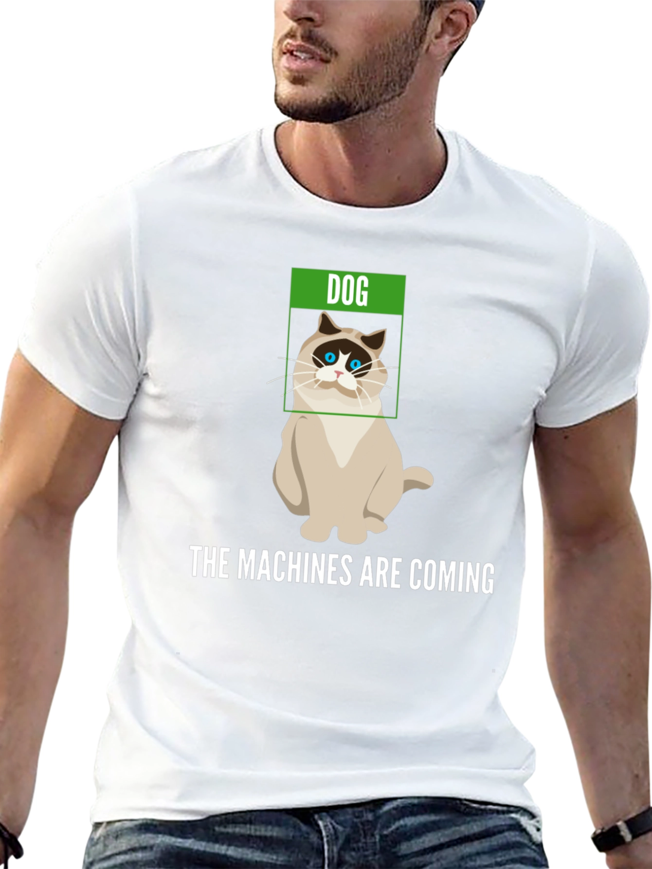 Humorous The Machines are Coming Cat T-Shirt