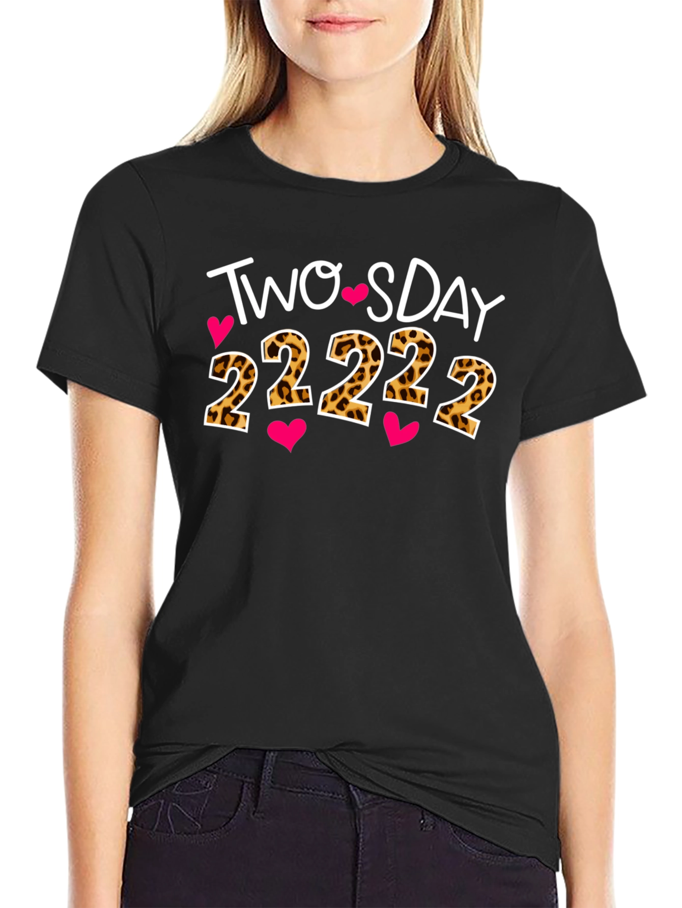 Twosday 2-22-22 Leopard Print Graphic Tee