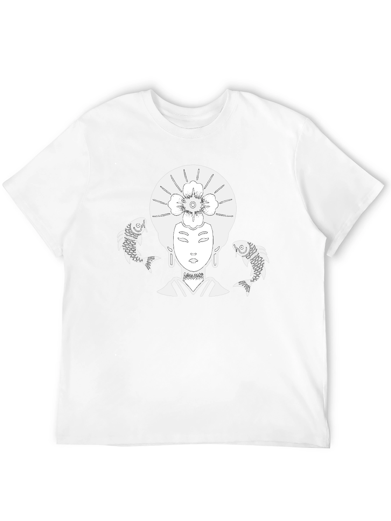 Koi Fish Geisha Graphic T-Shirt - Black