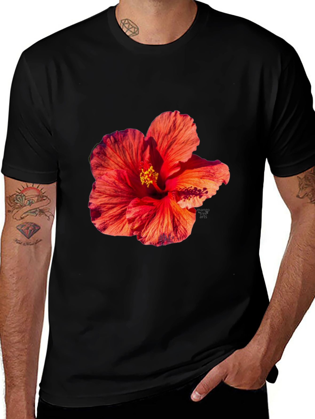 Floral Print Tee - Tropical Hibiscus T-Shirt
