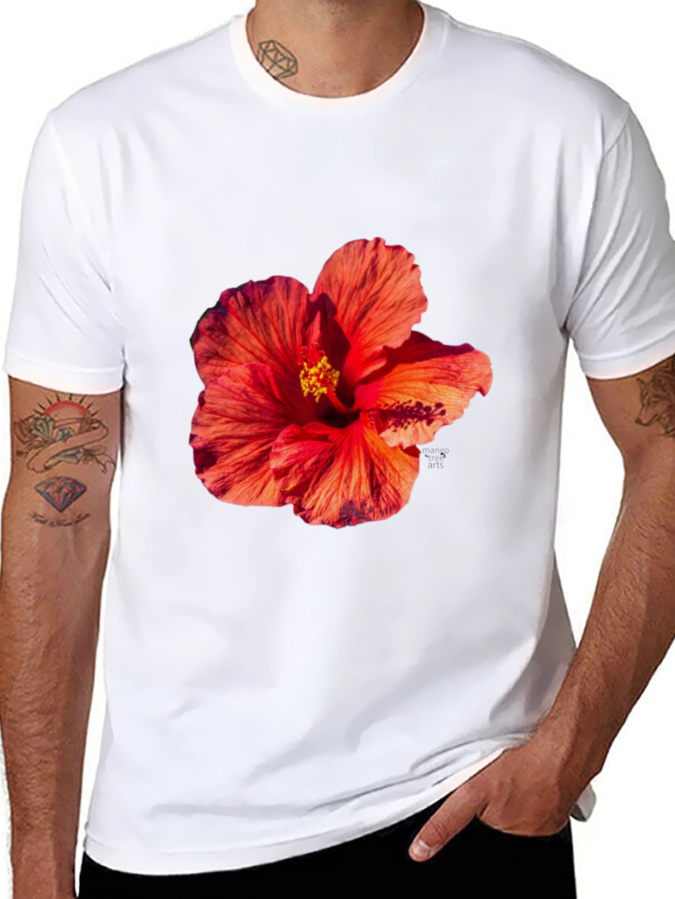 Floral Print Tee - Tropical Hibiscus T-Shirt