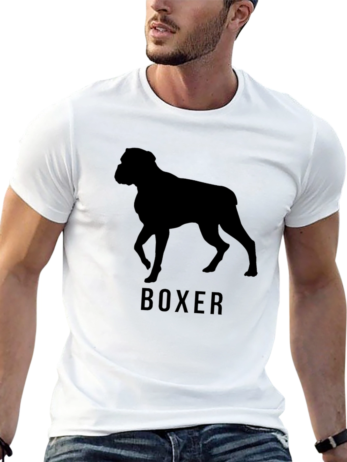 Boxer Dog Silhouette T-Shirt - Classic Crew Neck Tee