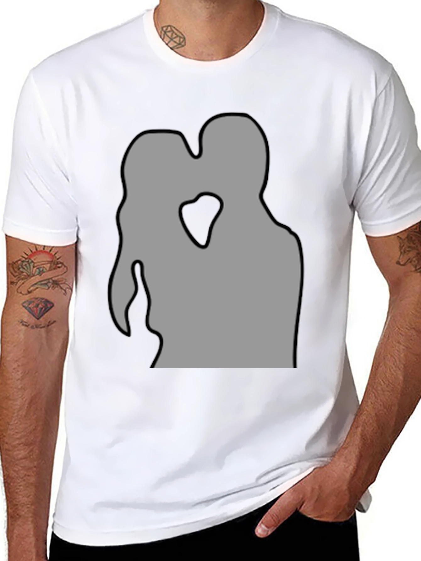 Romantic Embrace Graphic Tee - Black
