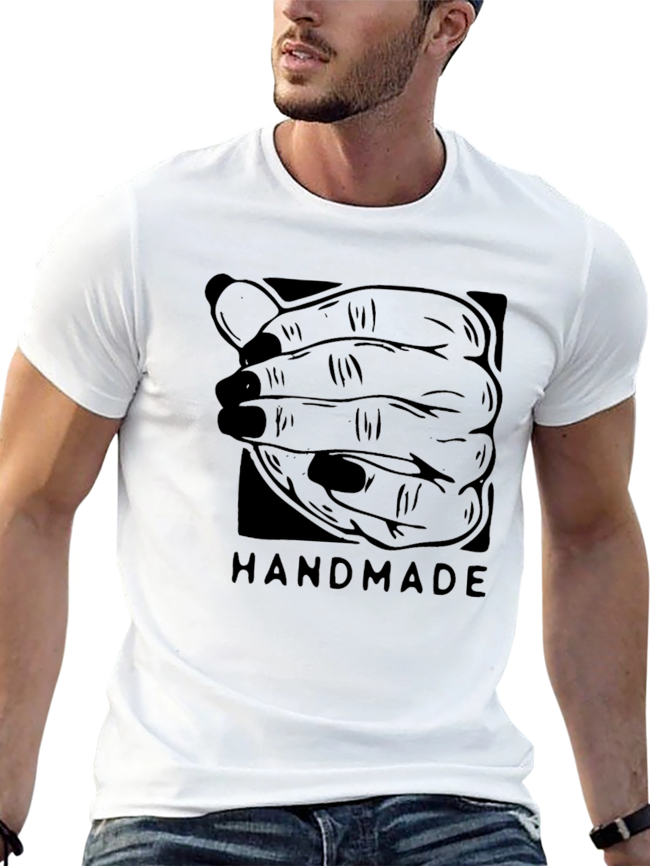 Handmade Graphic Tee - Black Cotton