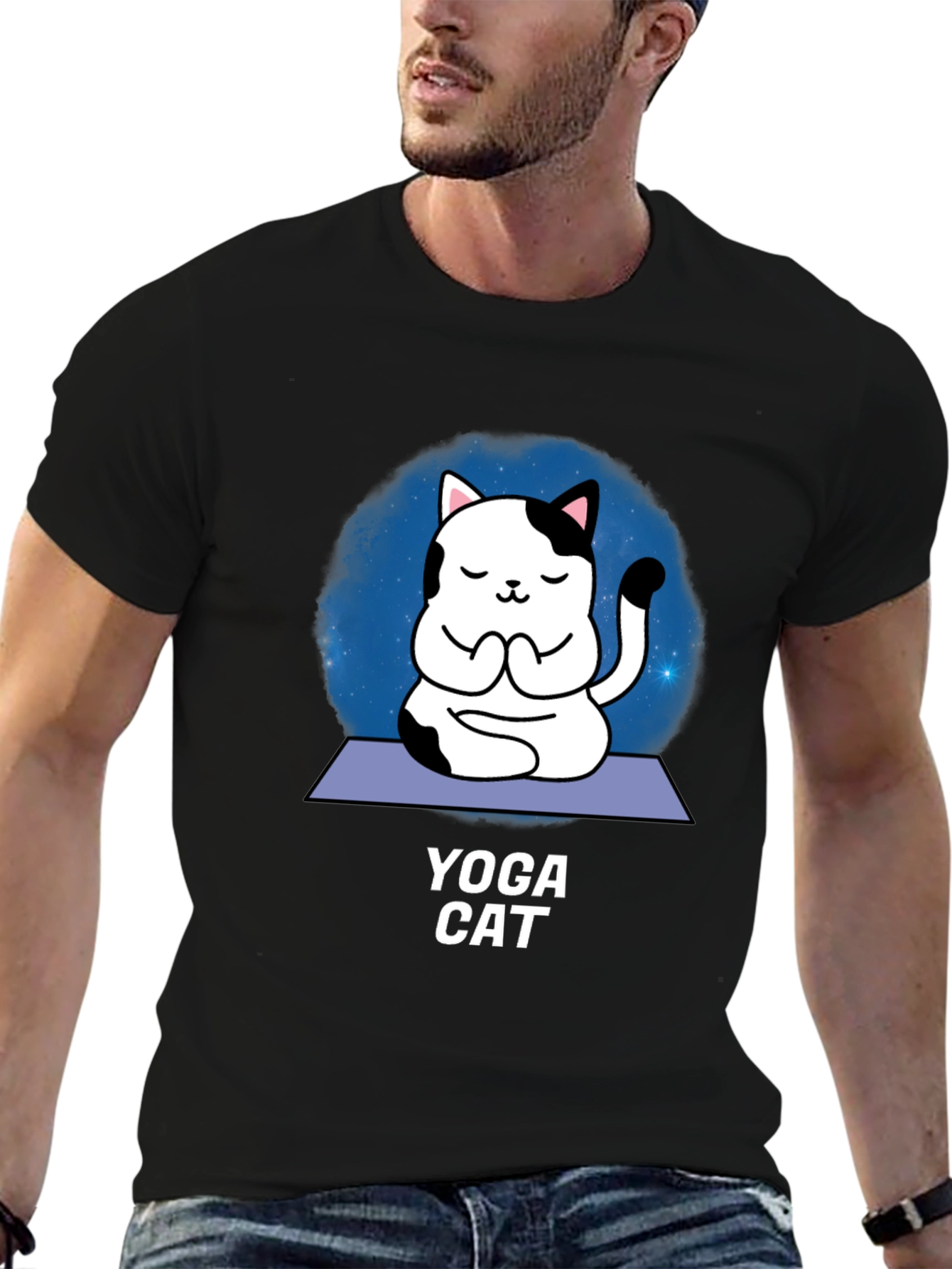 Yoga Cat Graphic T-Shirt - Meditating Feline Tee