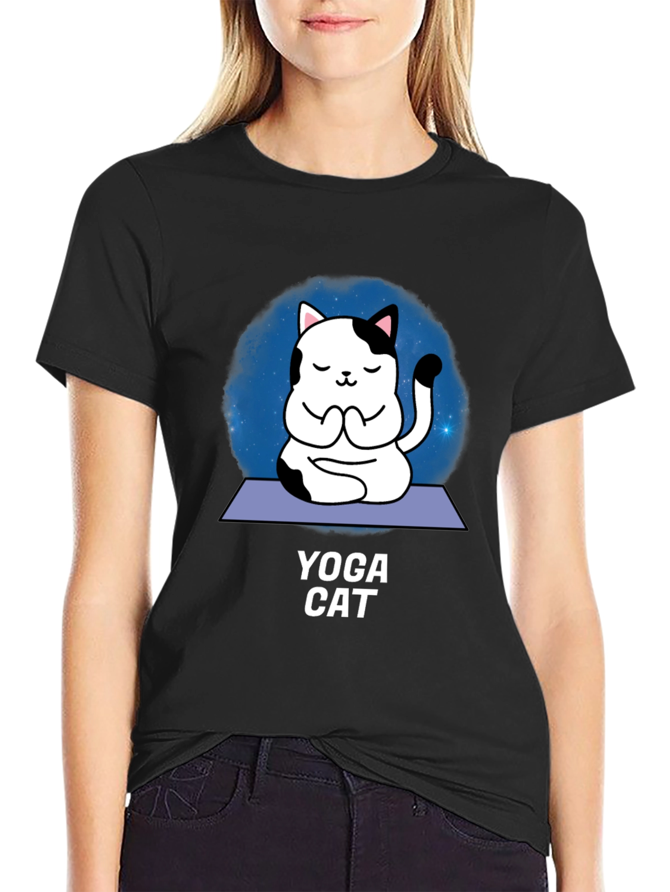 Yoga Cat Graphic T-Shirt - Meditating Feline Tee