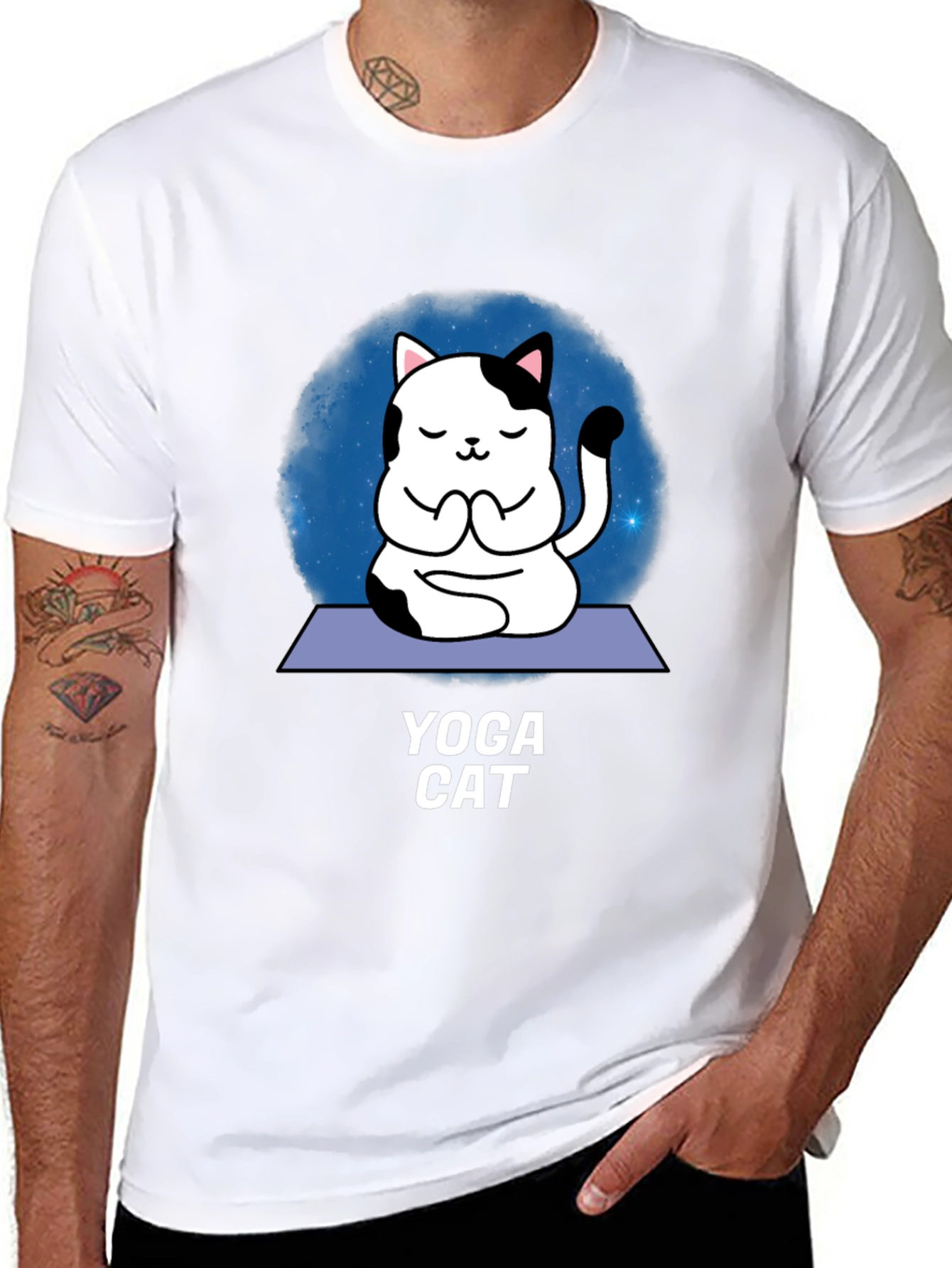 Yoga Cat Graphic T-Shirt - Meditating Feline Tee