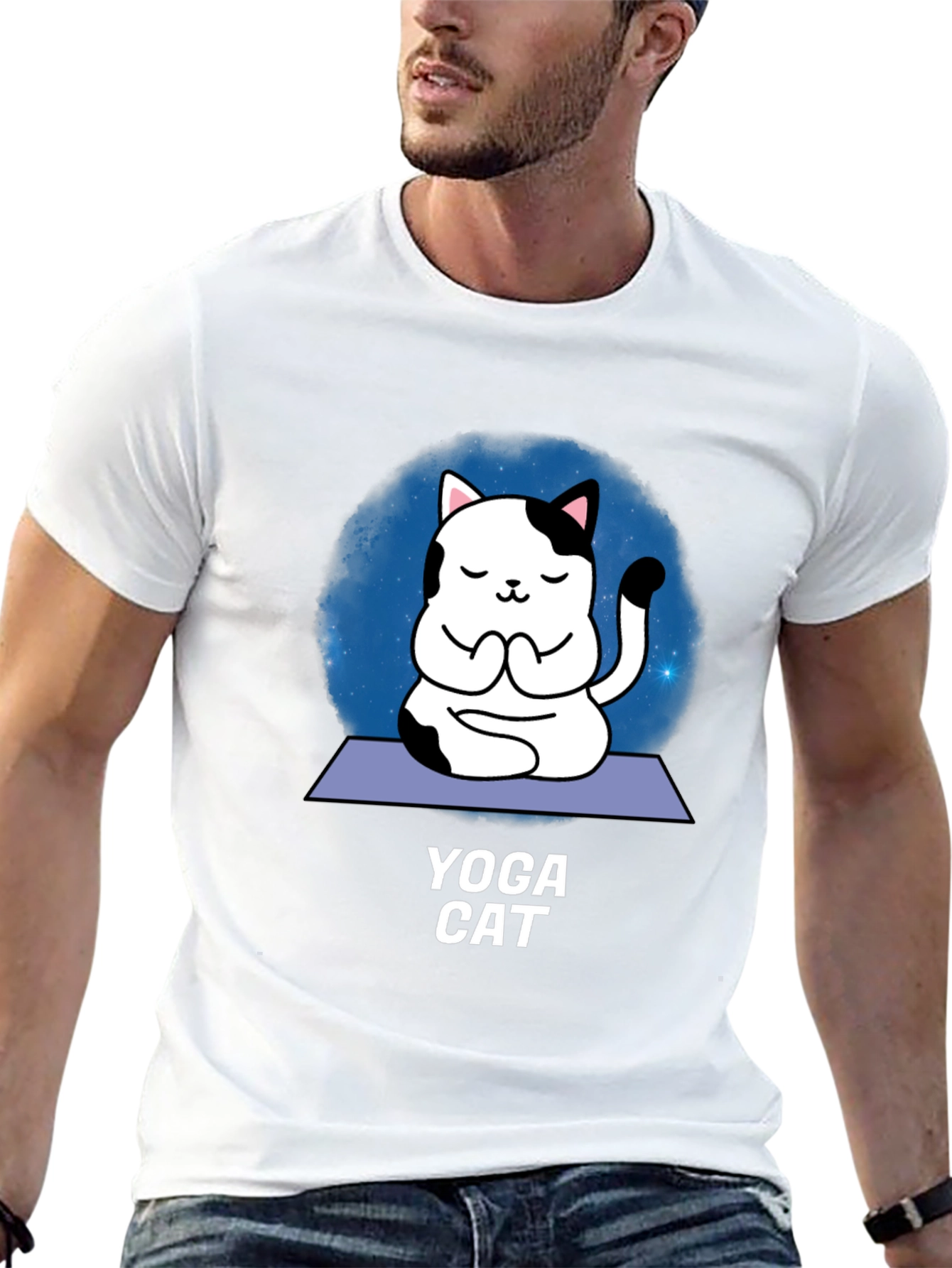 Yoga Cat Graphic T-Shirt - Meditating Feline Tee