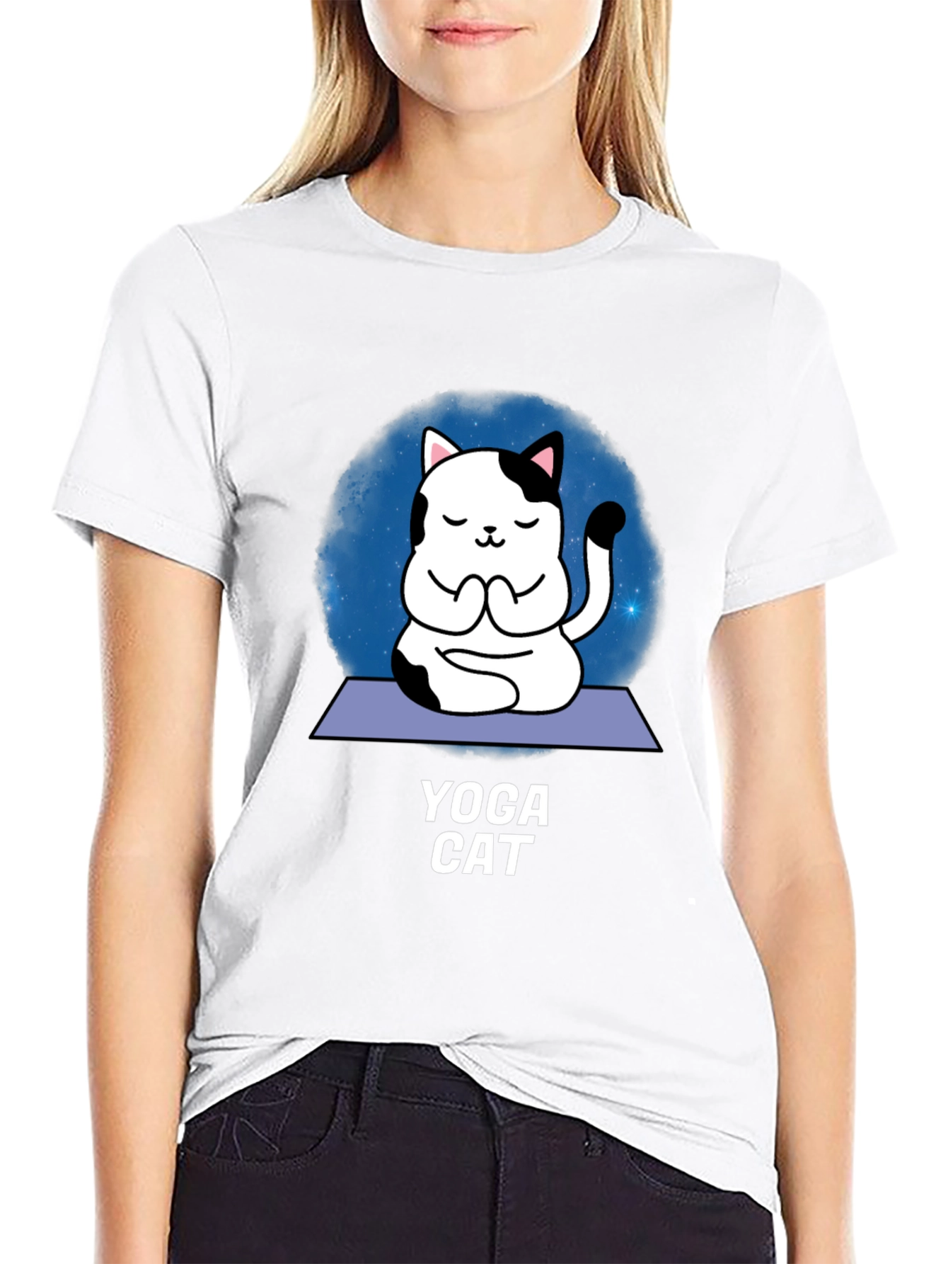 Yoga Cat Graphic T-Shirt - Meditating Feline Tee