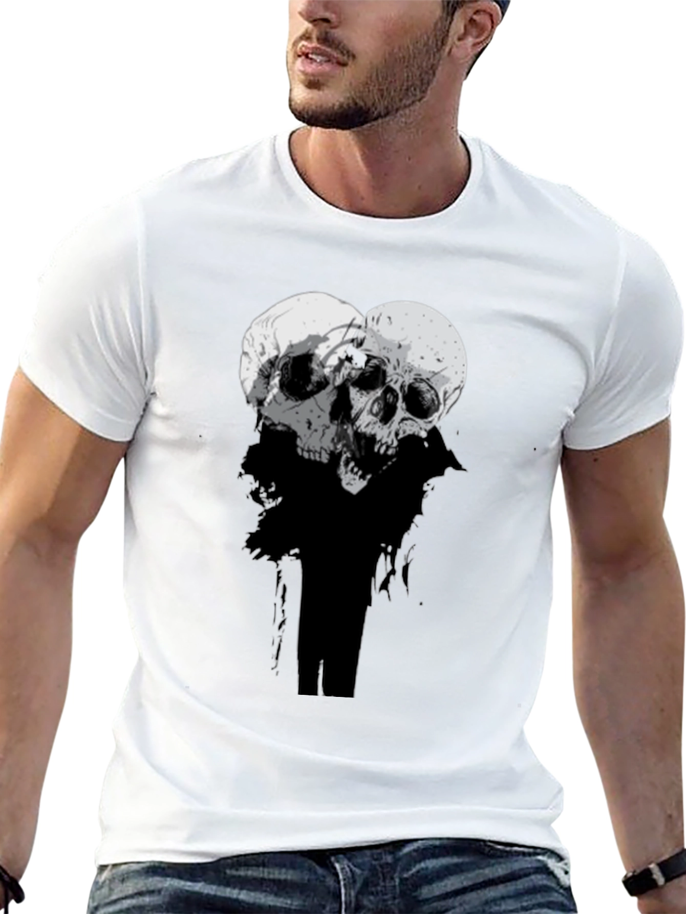 Skull Duo Graphic Tee - Mens Black T-Shirt