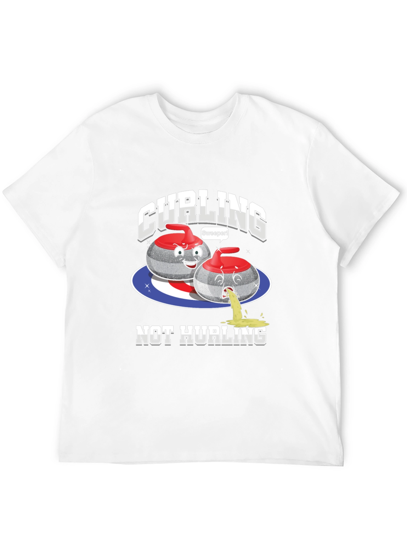 Funny Curling T-Shirt - Not Hurling Cartoon Tee