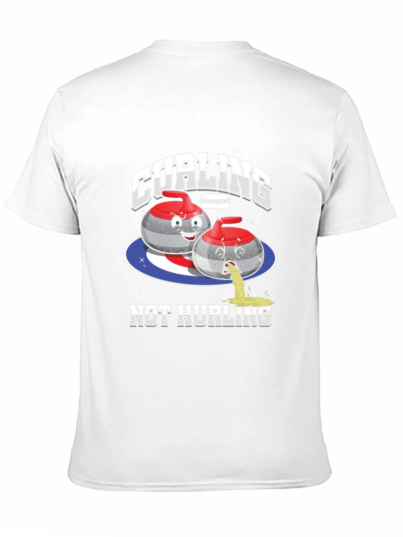 Funny Curling T-Shirt - Not Hurling Cartoon Tee